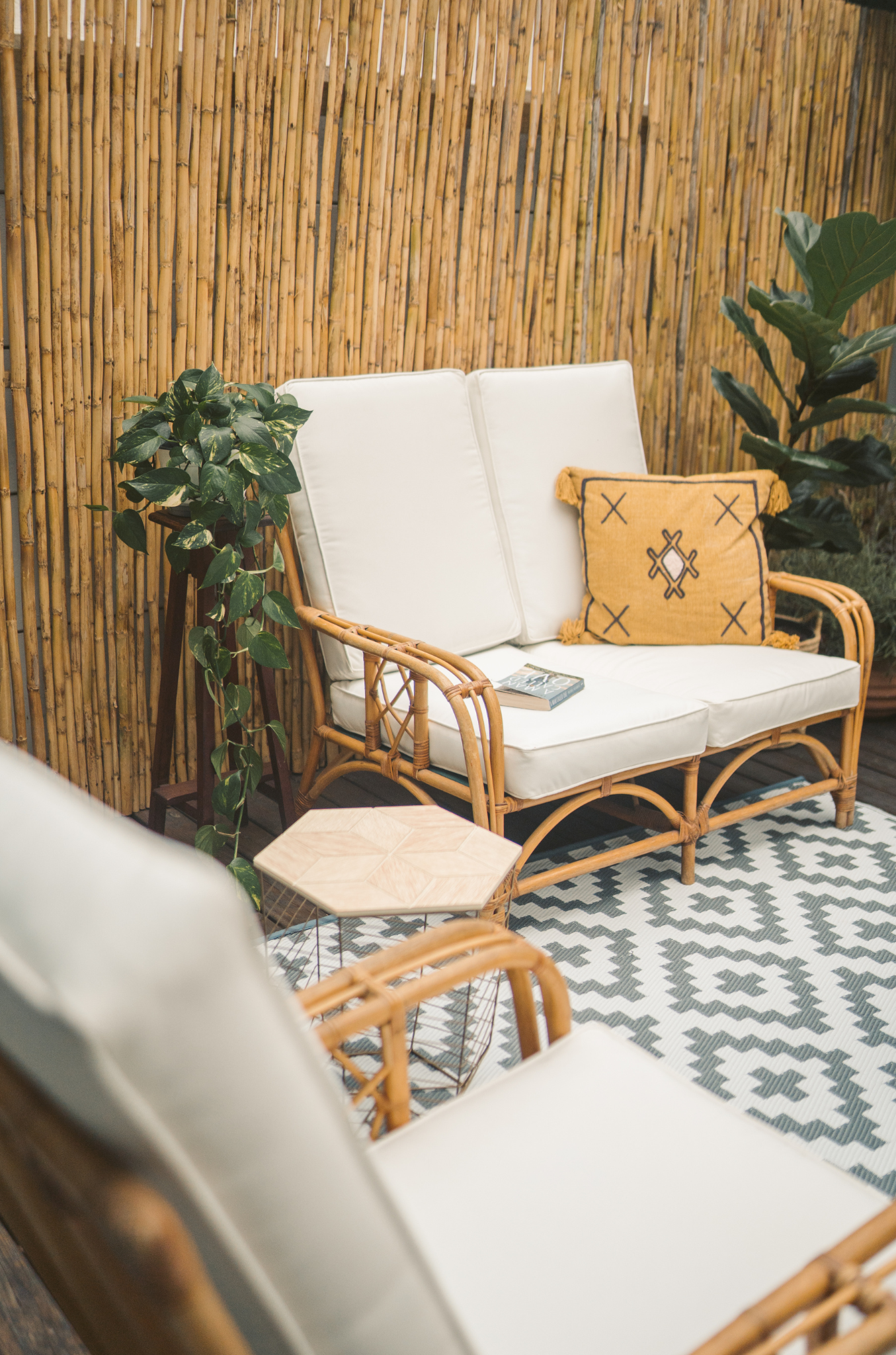 Sfeerfoto Bamboerol naturel H180 x L180 cm