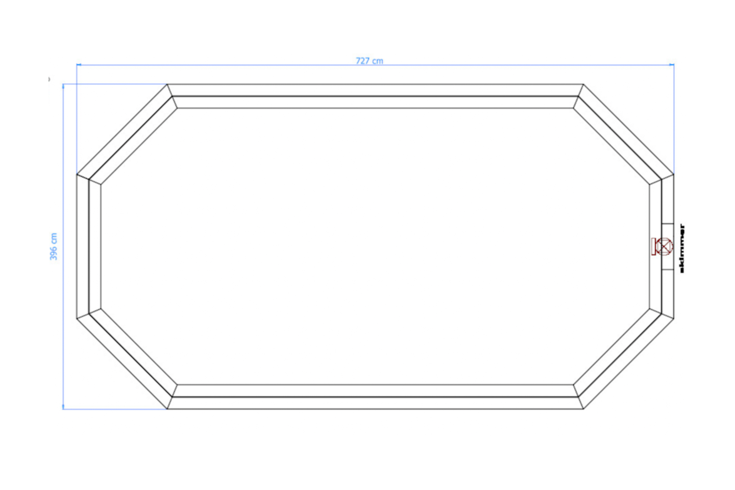 Gebäudeplan Luxus-Schwimmbad aus Holz Playa Porto Marie 727x396x138cm