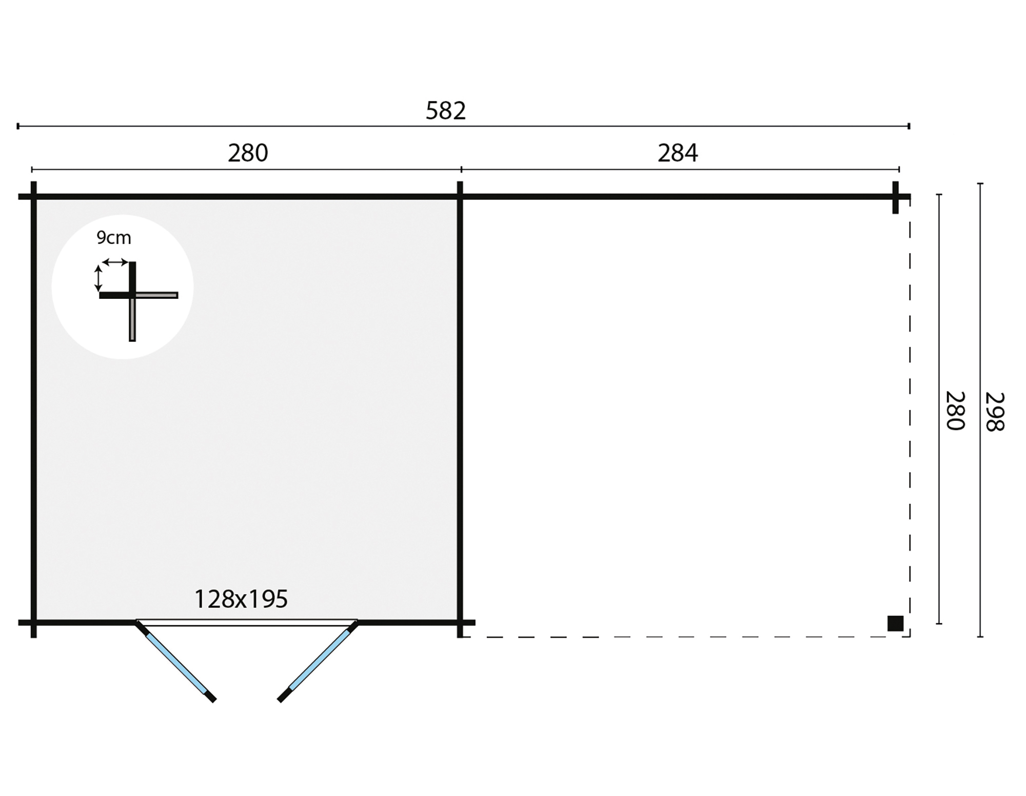 Blokhut - Tuinhuis Hasse | 28 mm | vuren Red Class Wood geïmpregneerd