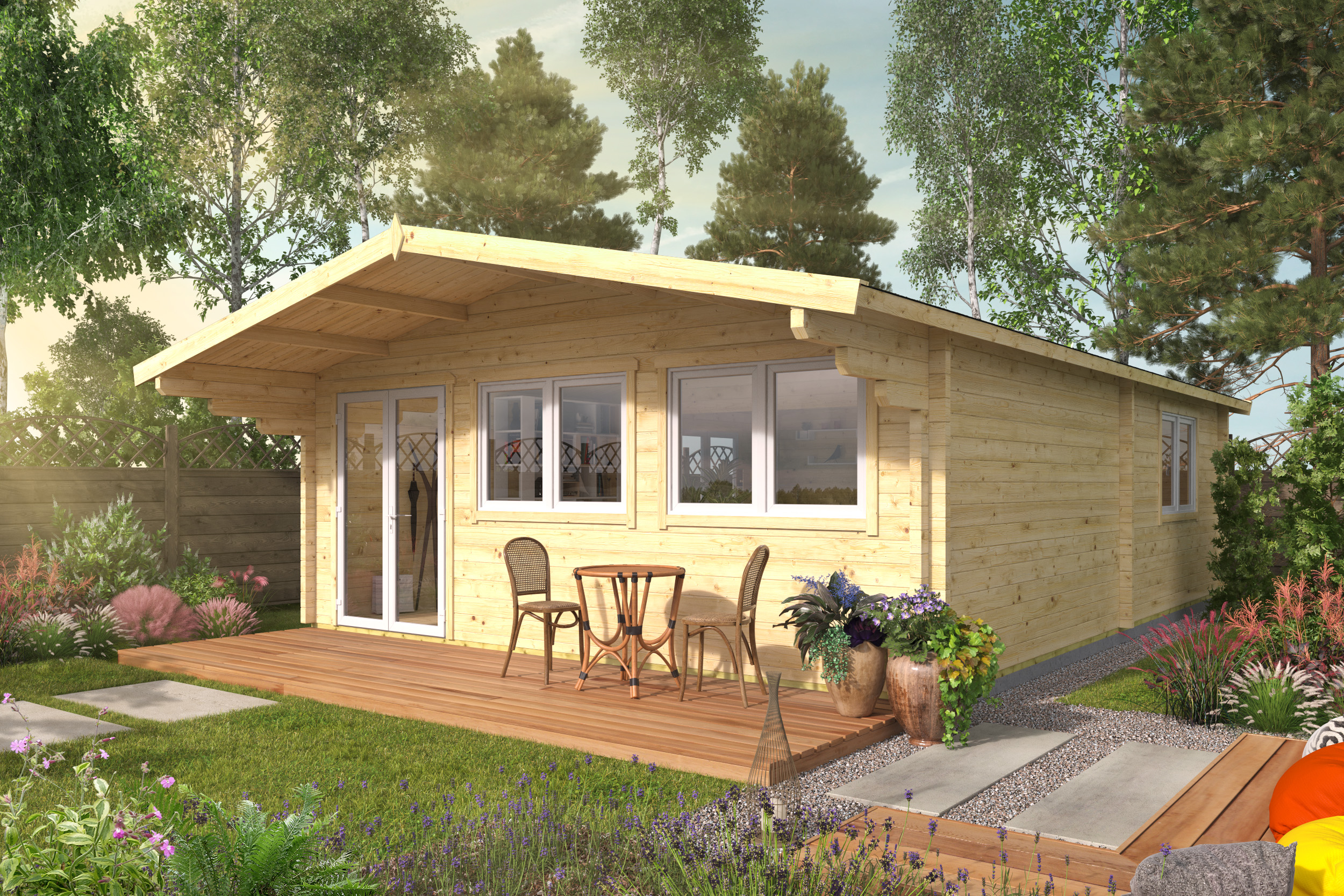 Blokhut - Tuinhuis Ballyragget | 70 mm | vuren honinggeel geïmpregneerd Blokhut - Tuinhuis Ballyragget | 70 mm | vuren honinggeel geïmpregneerd
