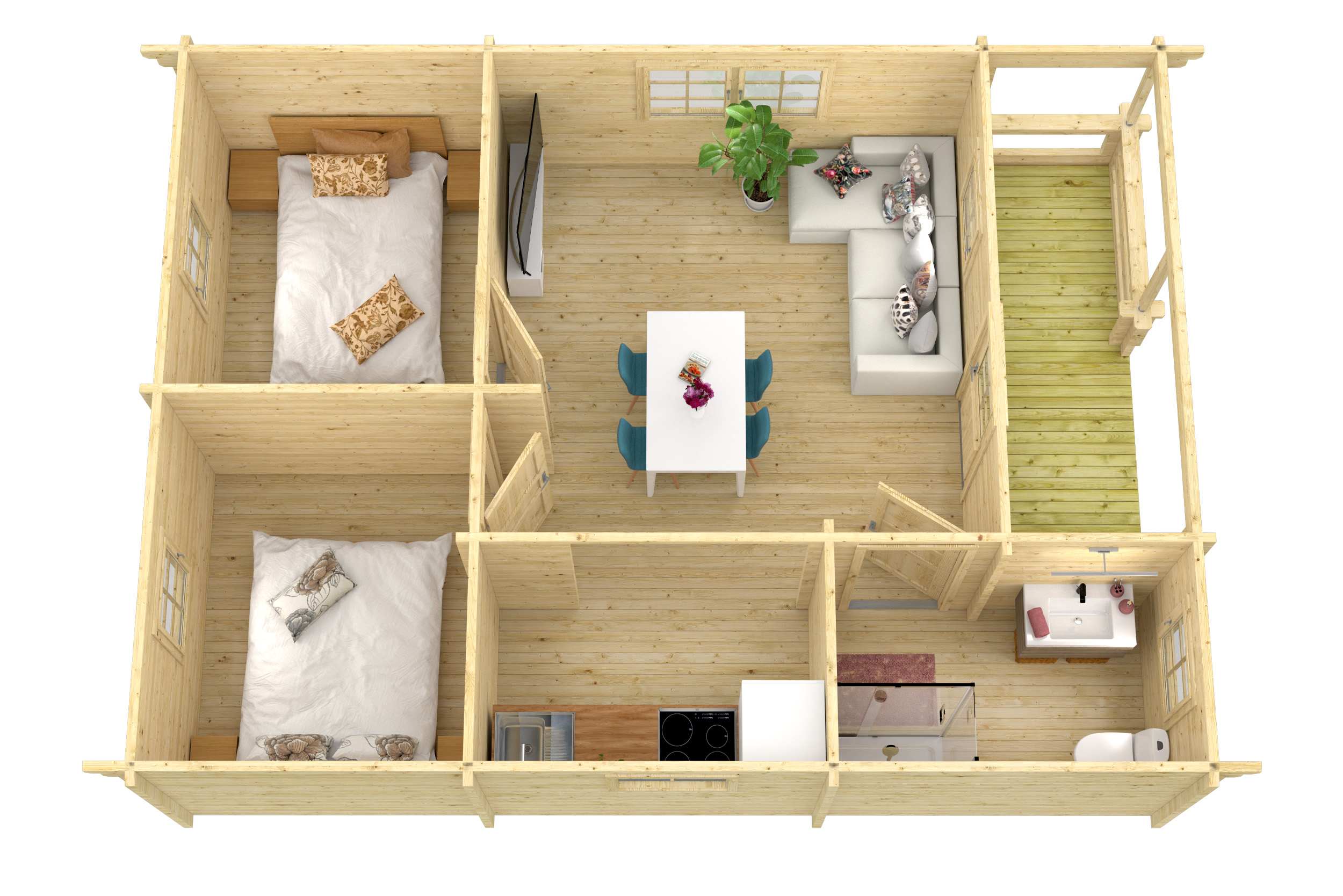 Blokhut - Tuinhuis Kay | 70 mm | vuren bruin geïmpregneerd