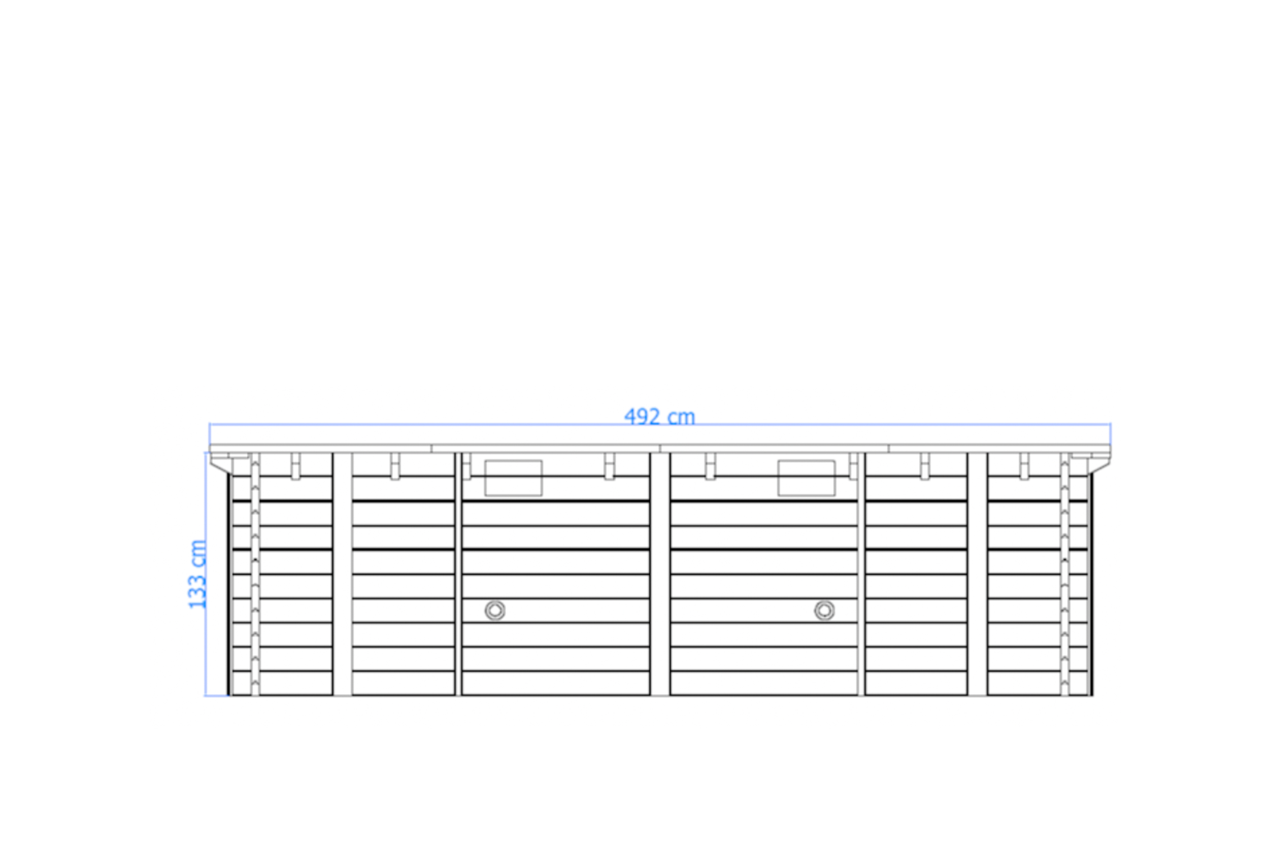 Gebäudeplan Luxus-Schwimmbad aus Holz Playa Forti 834x492x138cm