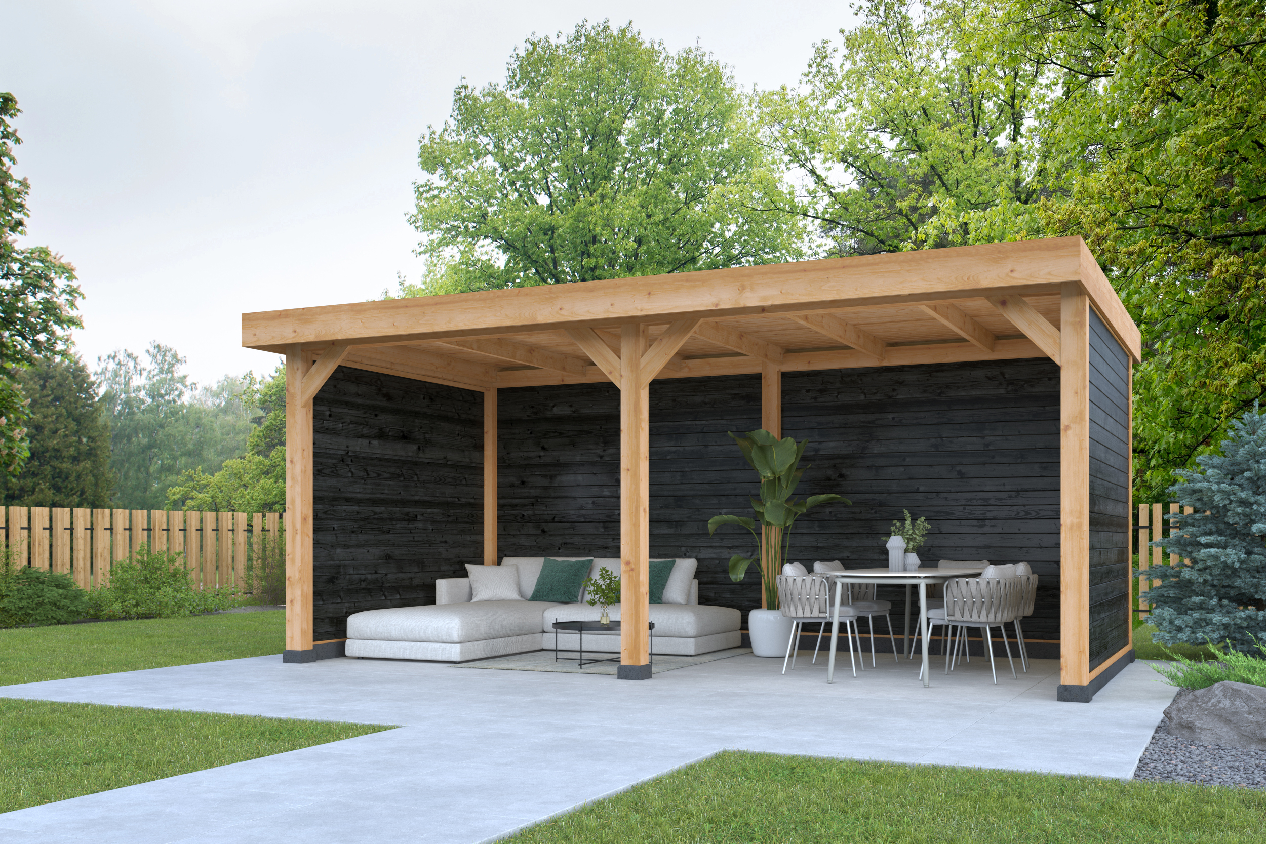 DHZ Plat dak Dalfsen Douglas 600 x 300 cm  zwart geïmpregneerd