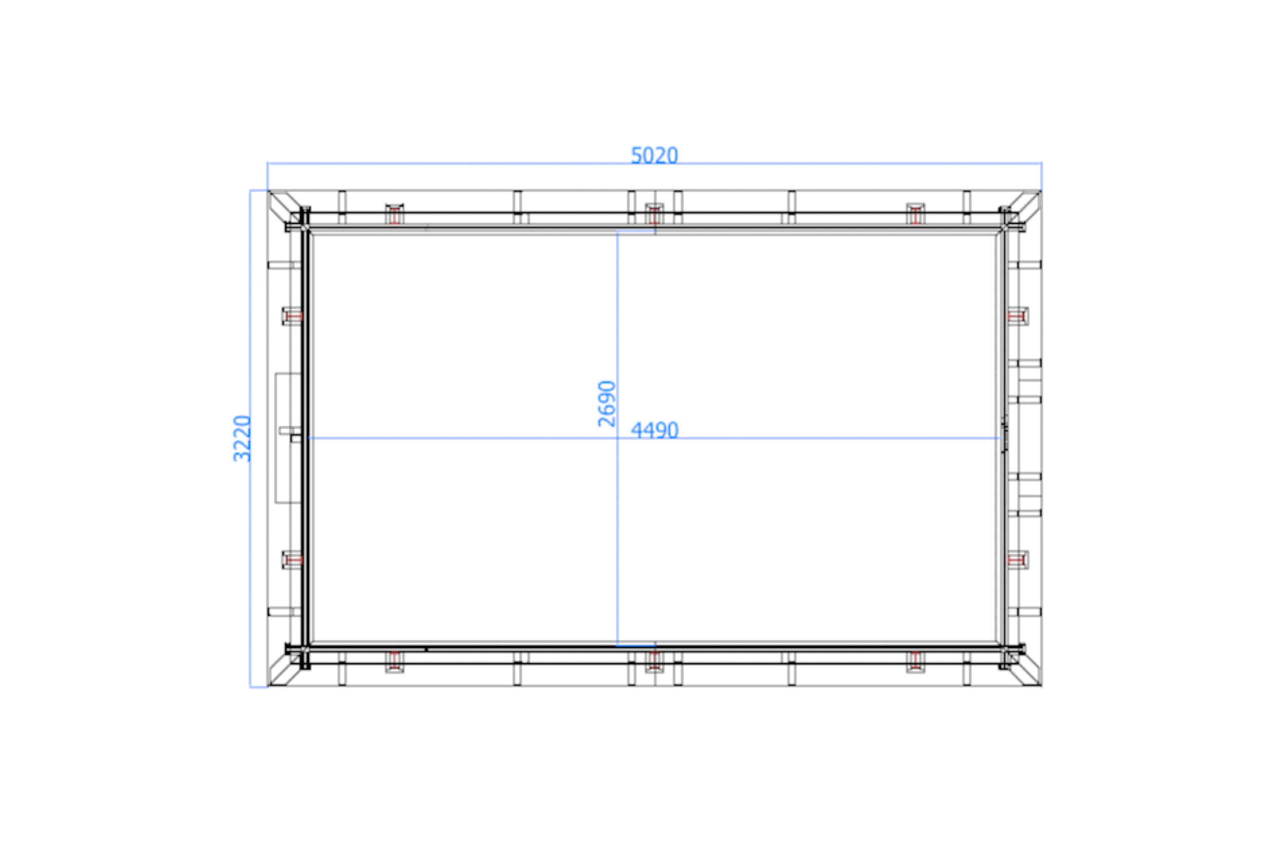 Gebäudeplan Luxus-Schwimmbad aus Holz Santa Cruz 502x322x124cm