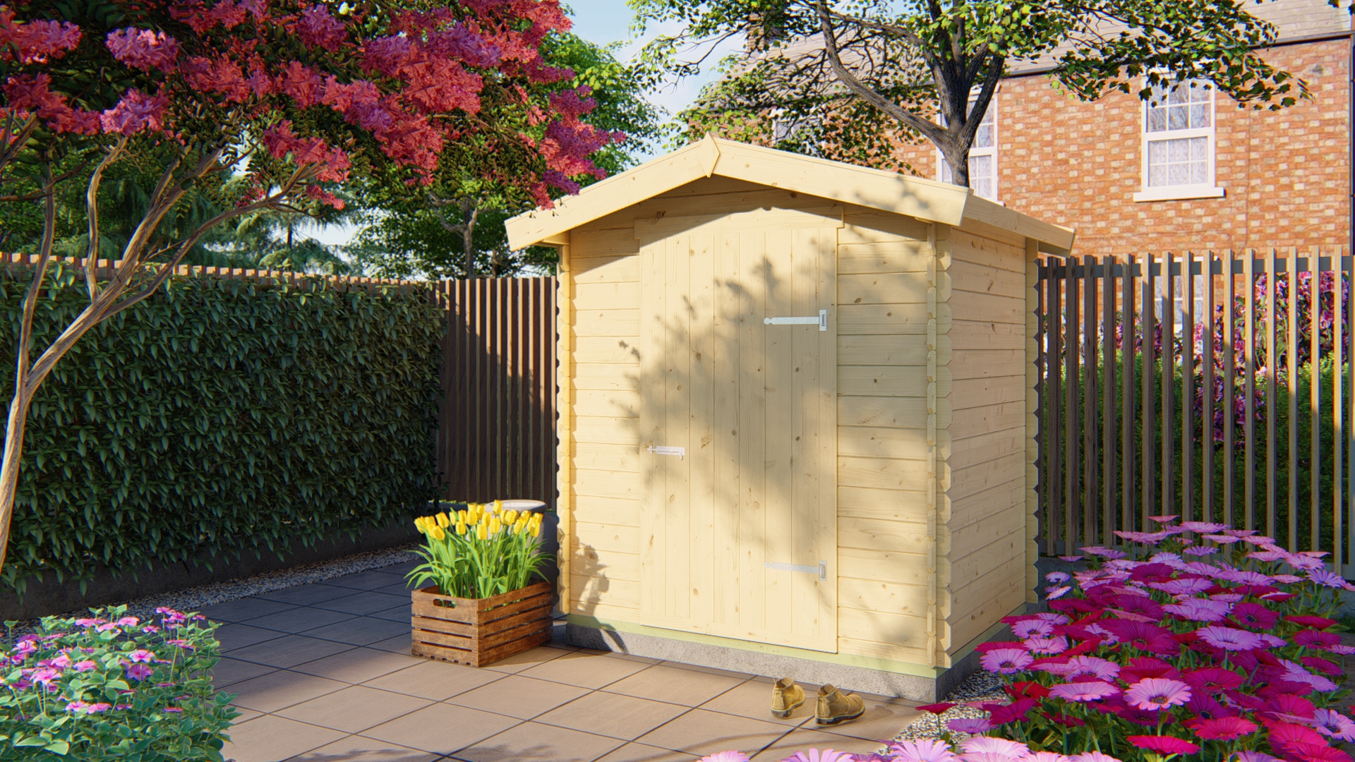 Blokhut - Tuinhuis Irina | 19 mm | vuren grijs geïmpregneerd Blokhut - Tuinhuis Irina | 19 mm | vuren grijs geïmpregneerd