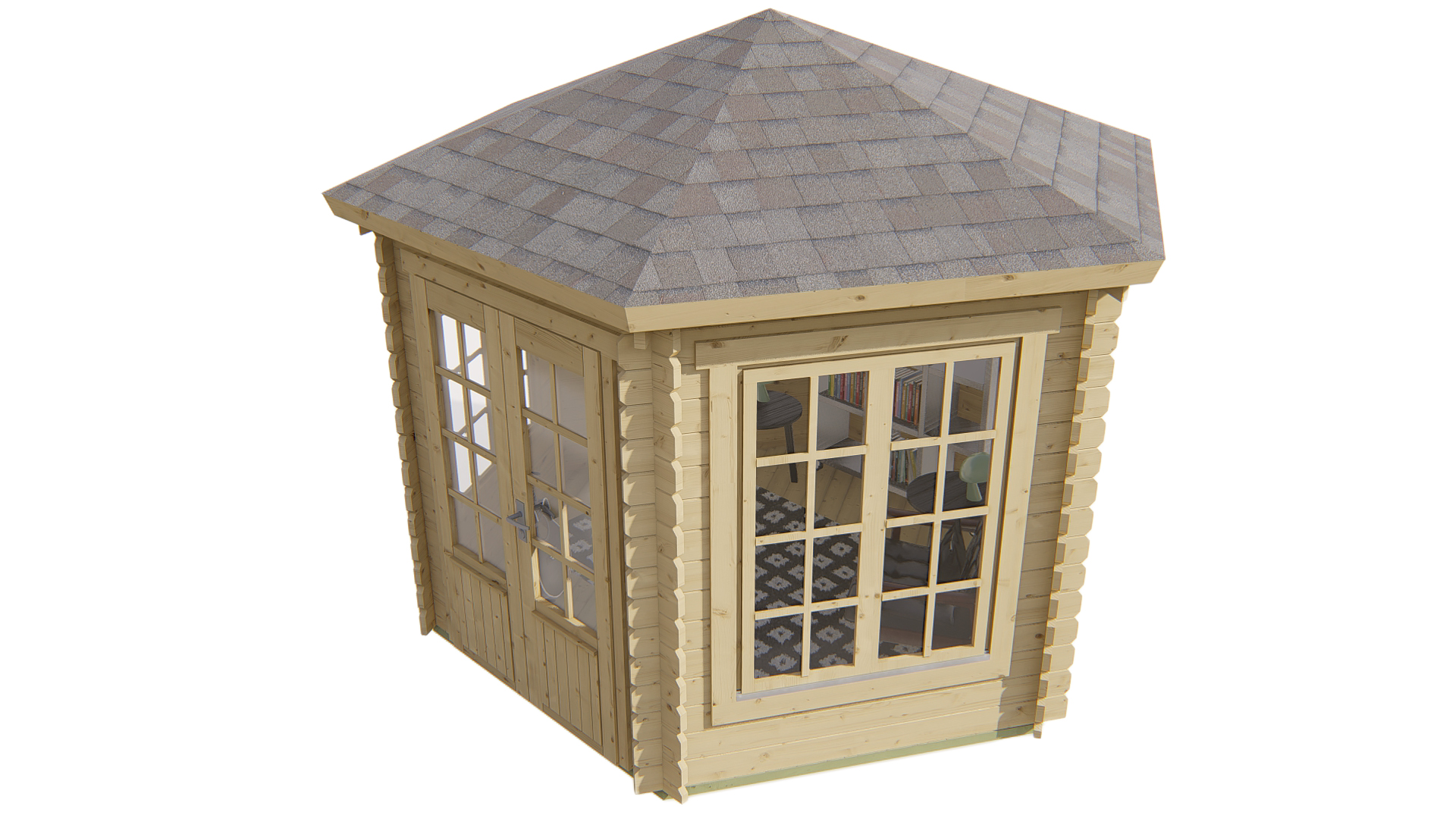 Blokhut - Tuinhuis Nora | 34 mm | vuren grijs geïmpregneerd Blokhut - Tuinhuis Nora | 34 mm | vuren grijs geïmpregneerd