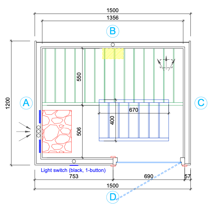 Sauna cabine Lillby S | onbehandeld