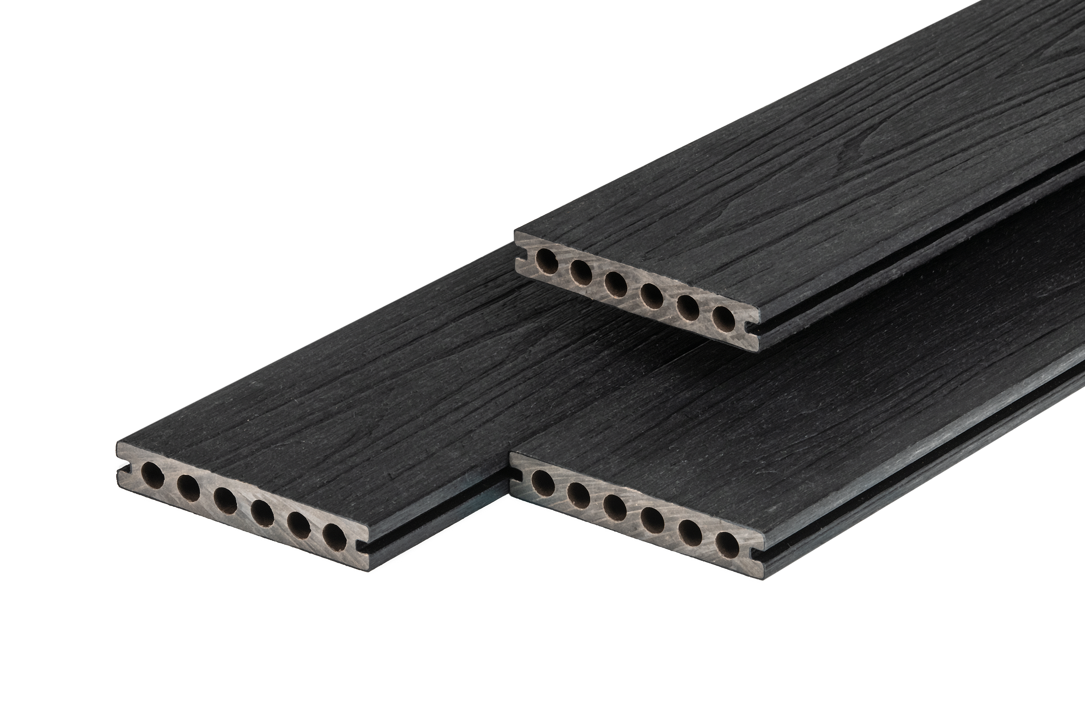 PuraShield composite decking board 2,3 x 13,8 x 300 cm clip system, hollow-core, Ebony Black