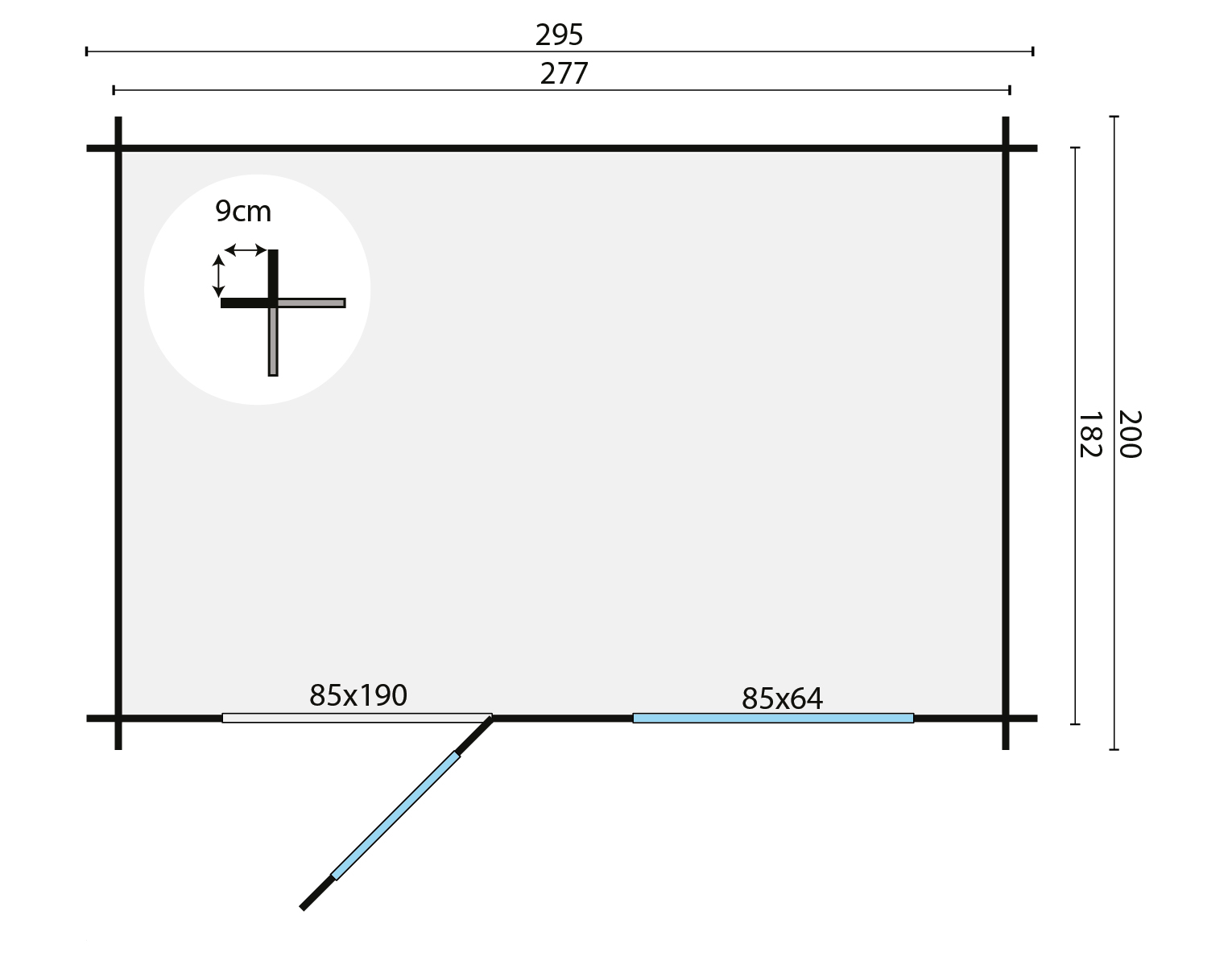 Blokhut - Tuinhuis Sten | 28 mm | vuren honinggeel geïmpregneerd Blokhut - Tuinhuis Sten | 28 mm | vuren honinggeel geïmpregneerd