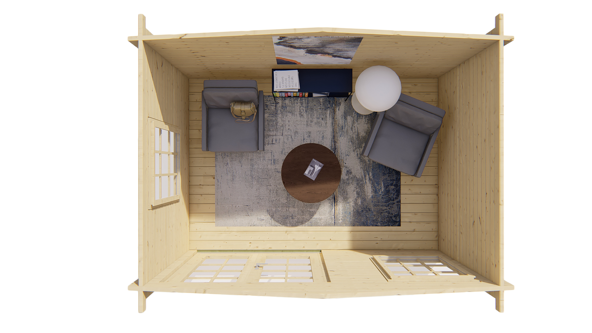 Blokhut - Tuinhuis Philip | 40 mm | vuren honinggeel geïmpregneerd Blokhut - Tuinhuis Philip | 40 mm | vuren honinggeel geïmpregneerd