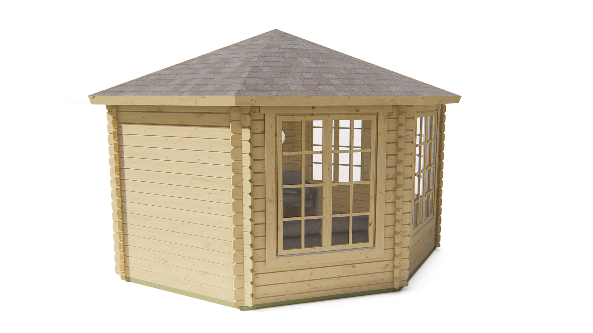 Blokhut - Tuinhuis Lynn | 44 mm | vuren bruin geïmpregneerd Blokhut - Tuinhuis Lynn | 44 mm | vuren bruin geïmpregneerd