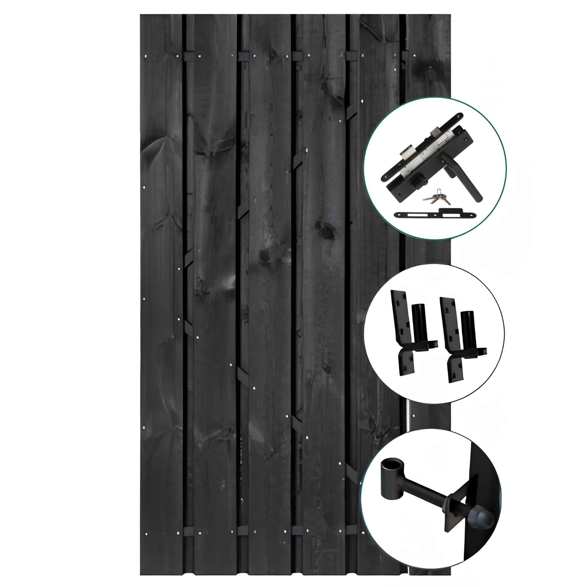 Tuindeur Privacy grenen zwart 90cm