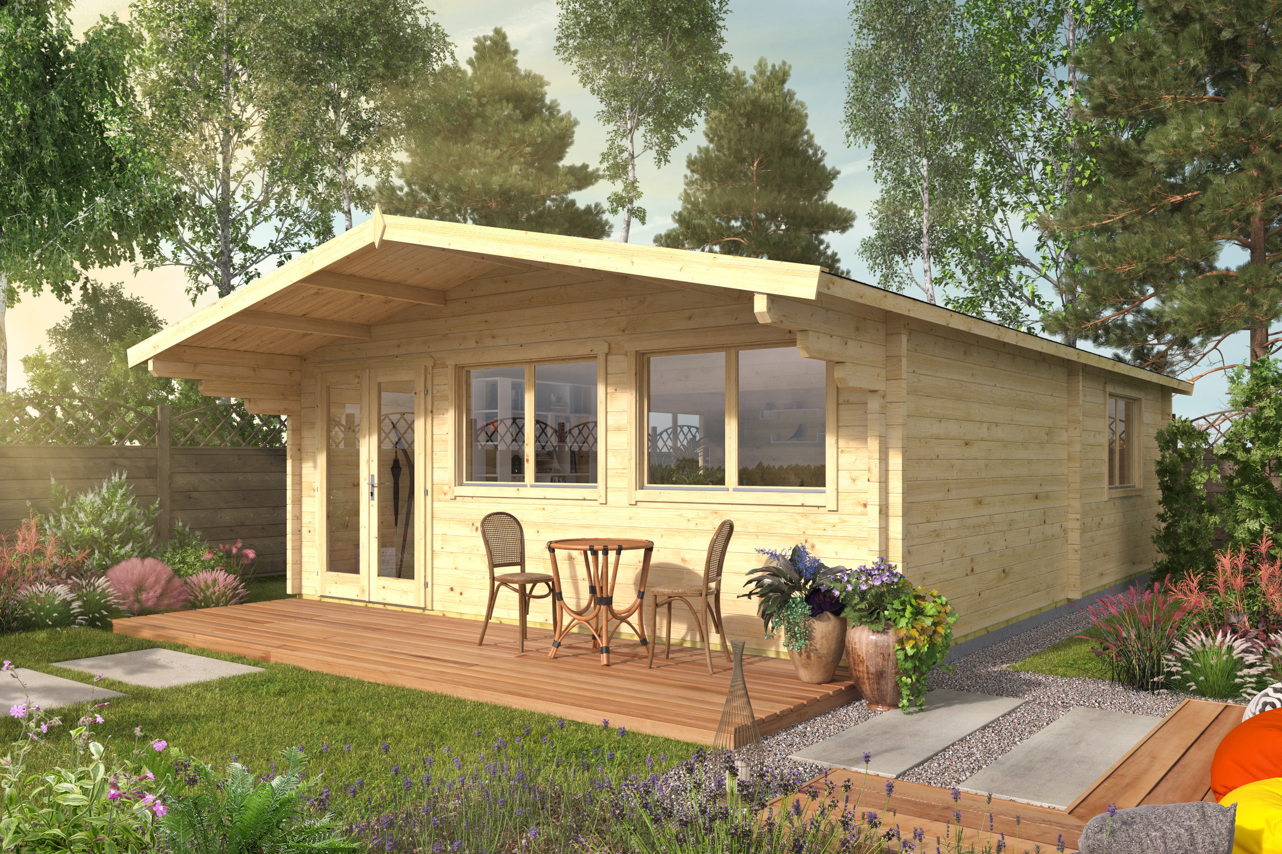 Blokhut - Tuinhuis Ballyragget | 70 mm | vuren grijs geïmpregneerd Blokhut - Tuinhuis Ballyragget | 70 mm | vuren grijs geïmpregneerd