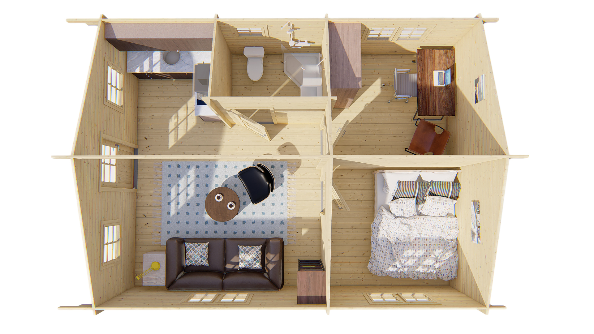 Blokhut - Tuinhuis Cadiz | 44 mm | onbehandeld Blokhut - Tuinhuis Cadiz | 44 mm | onbehandeld