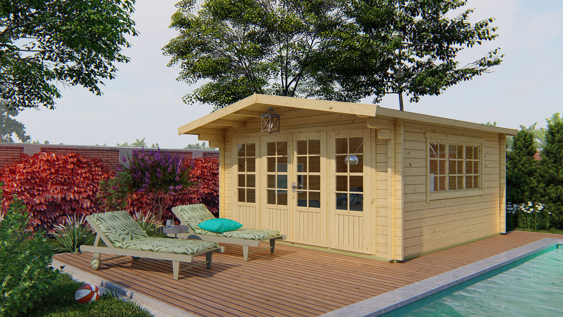 Blokhut - Tuinhuis Derby | 58 mm | vuren onbehandeld Blokhut - Tuinhuis Derby | 58 mm | vuren onbehandeld