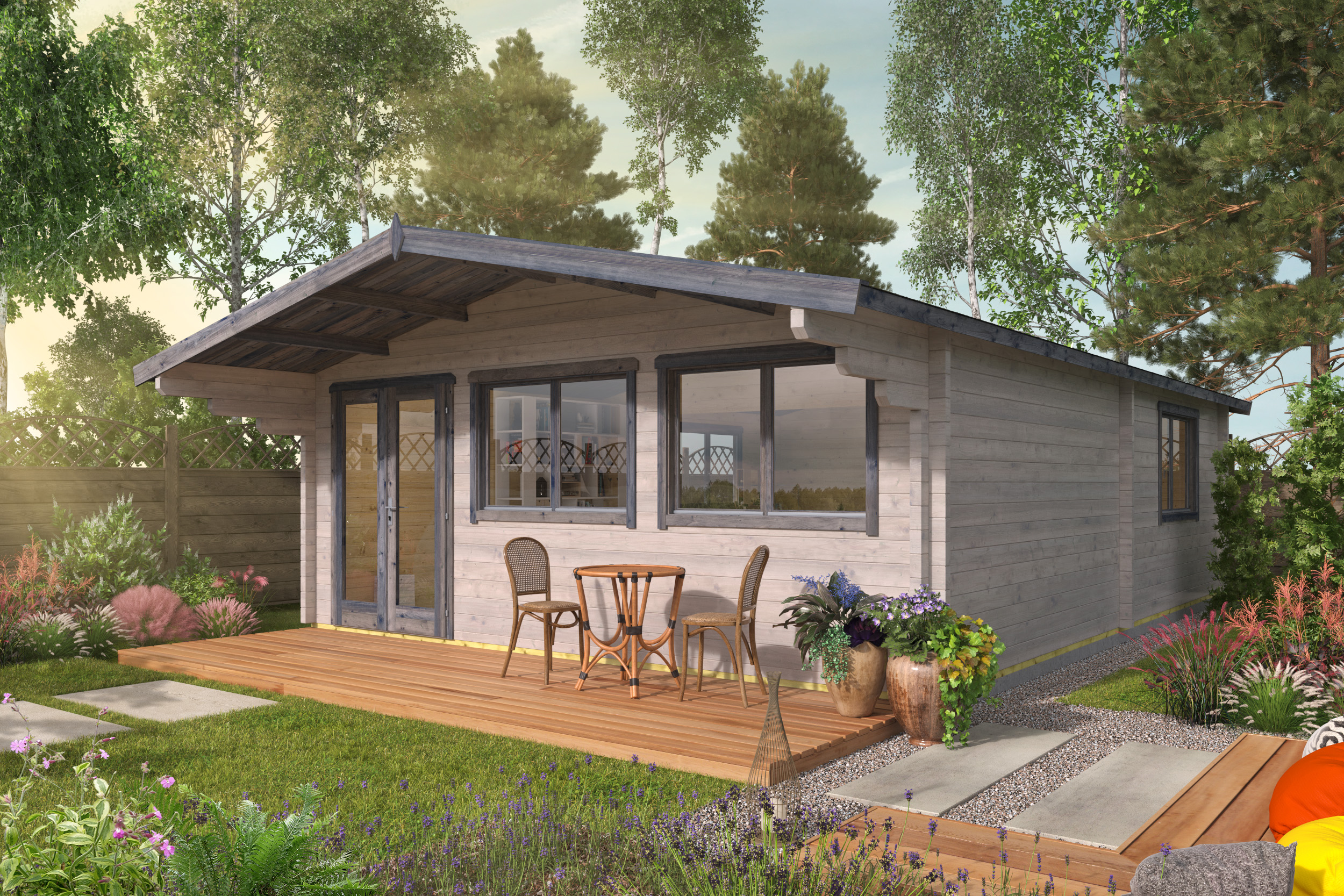 Blokhut - Tuinhuis Ballyragget | 70 mm | vuren grijs geïmpregneerd Blokhut - Tuinhuis Ballyragget | 70 mm | vuren grijs geïmpregneerd