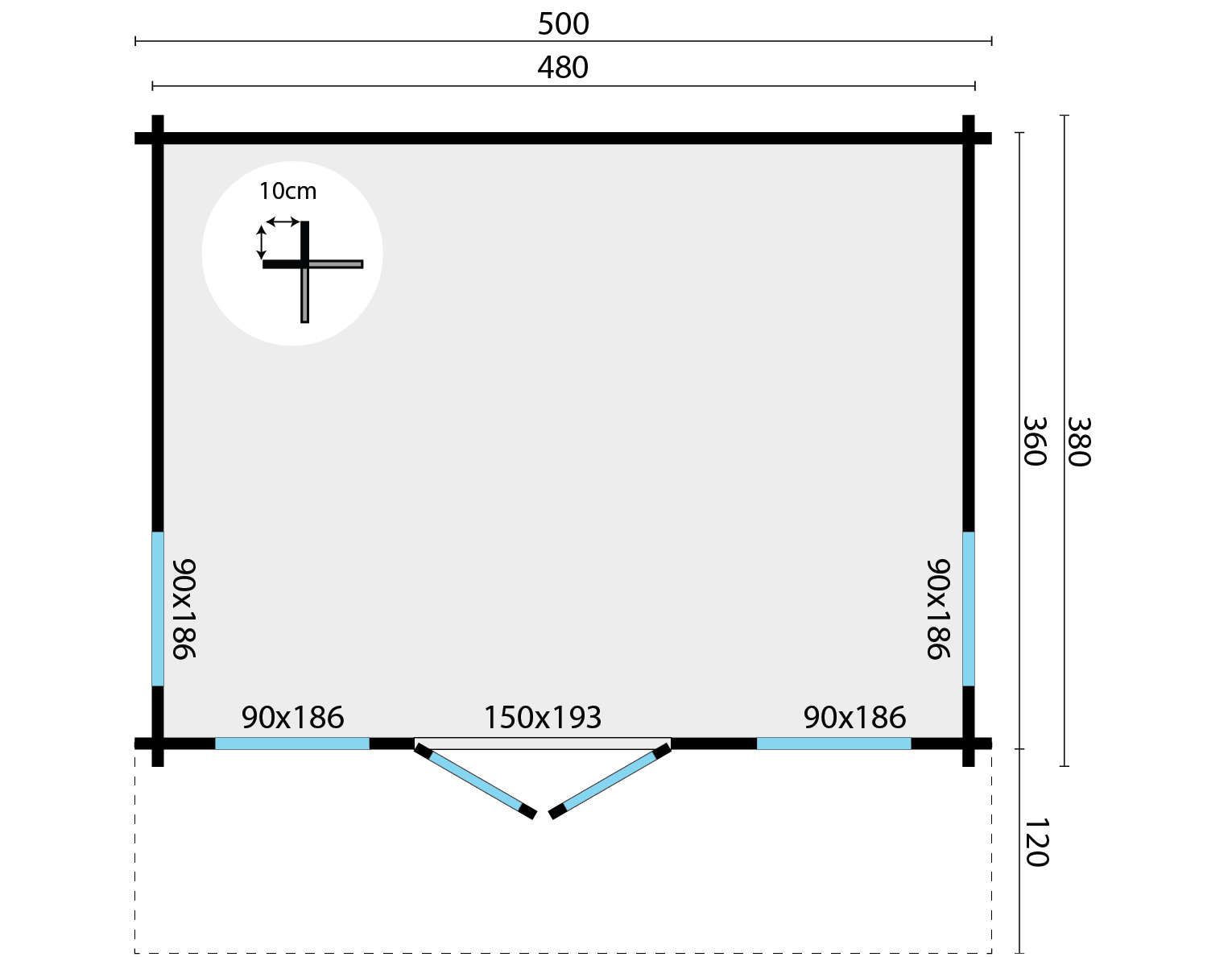 Blokhut - Tuinhuis Mia | 70 mm | bruin geïmpregneerd Blokhut - Tuinhuis Mia | 70 mm | bruin geïmpregneerd
