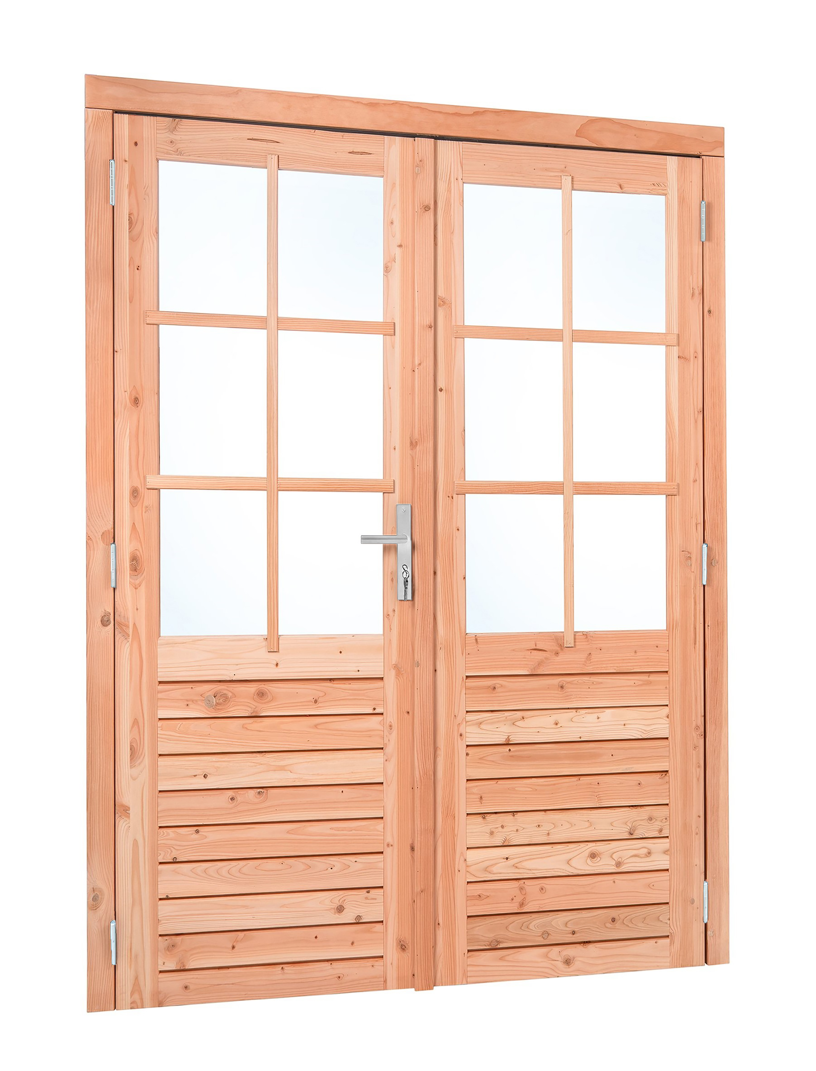 Red Class Wood dubbele glas deur, 6-ruits Dubbele glasdeur B1850 x H2050 mm buitenmaat (rvs beslagset)