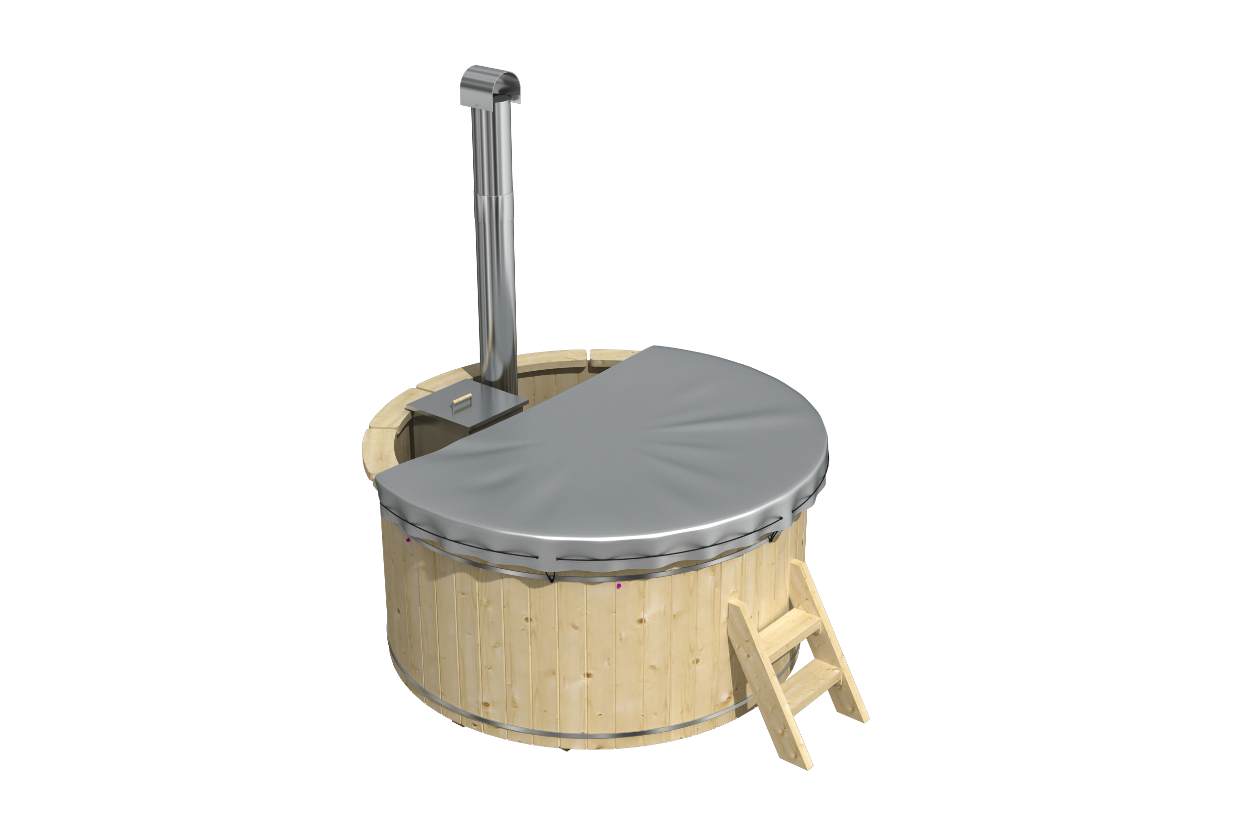 Hottub mit eingebautem Holzofen aus Edelstahl