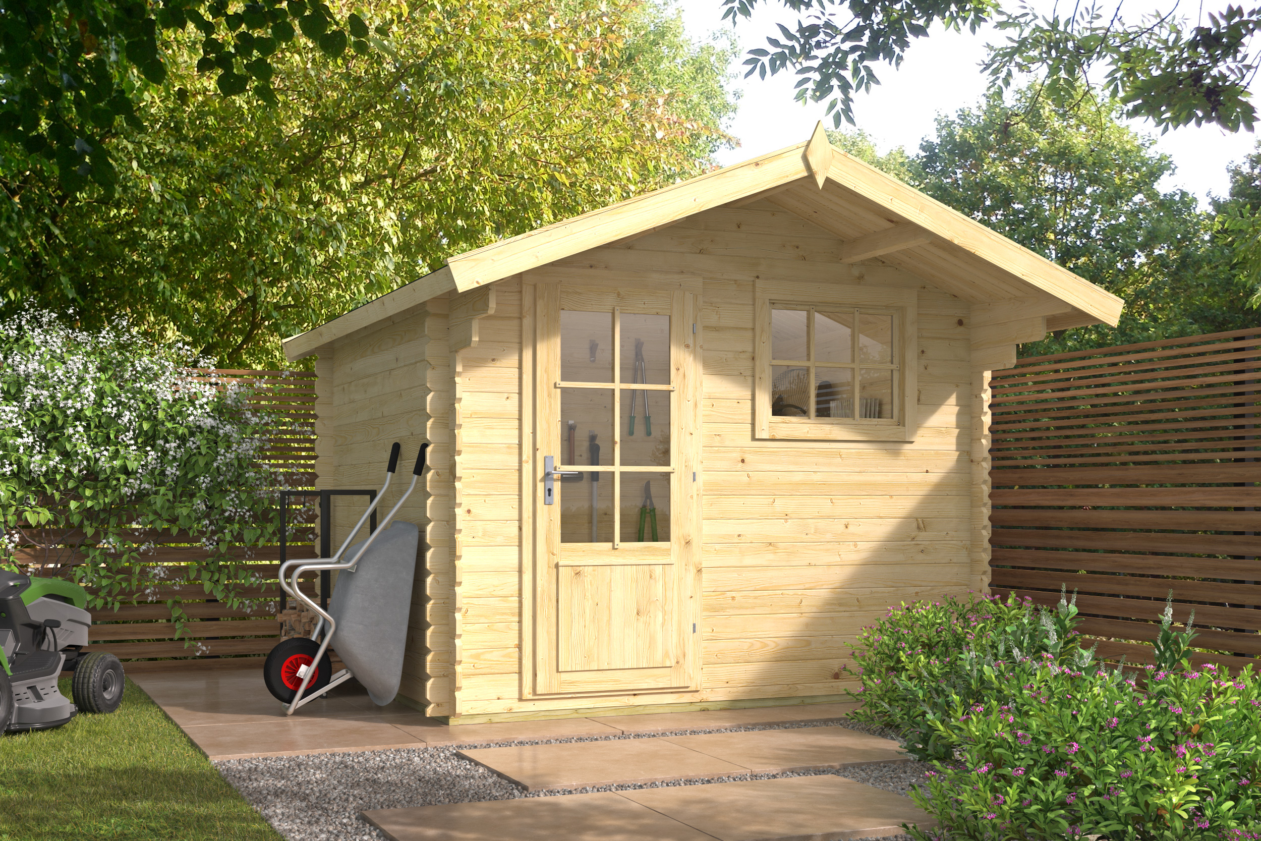 Björn Garden Shed - Log Cabin | 28mm | impregnated yellow