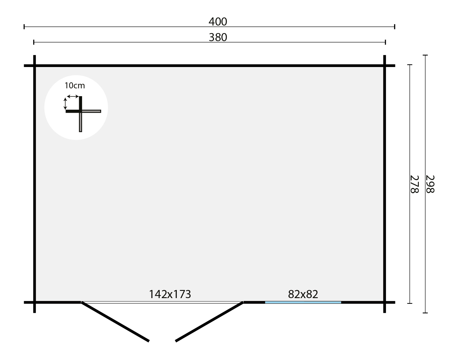 Blokhut - Tuinhuis Gorliz | 28 mm | onbehandeld