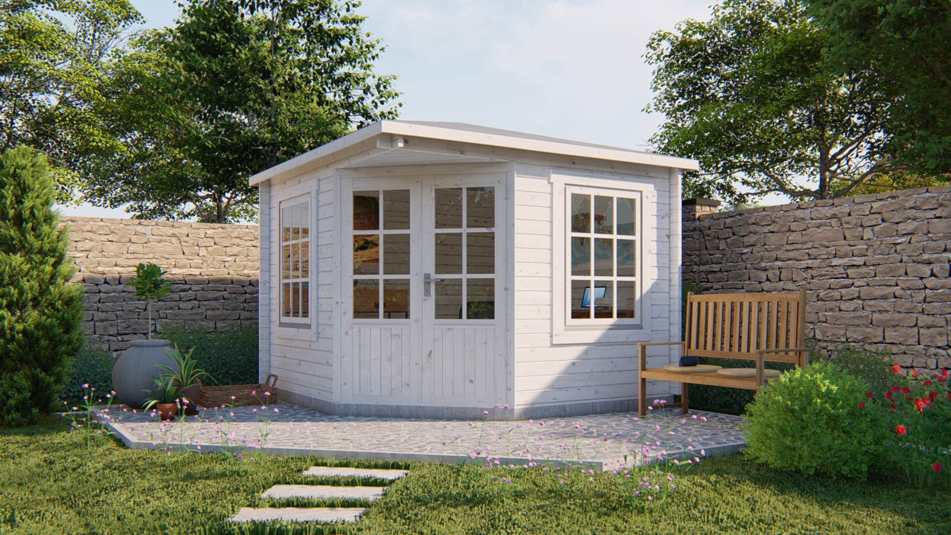 Blokhut - Tuinhuis Emma | 40 mm | vuren groen geïmpregneerd