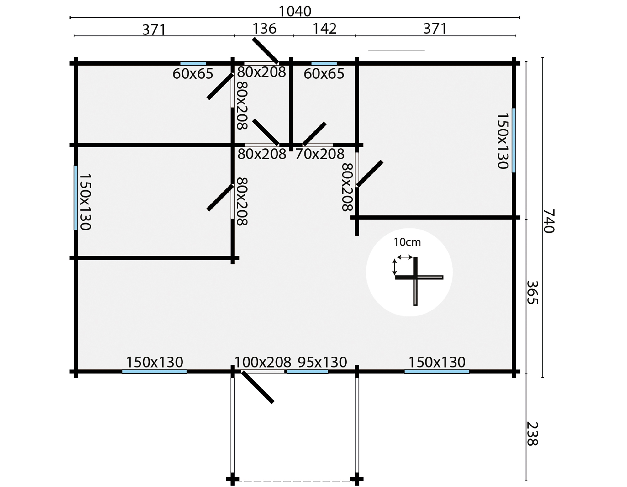 Blokhut - Tuinhuis Finn | 92 mm | vuren honinggeel geïmpregneerd Blokhut - Tuinhuis Finn | 92 mm | vuren honinggeel geïmpregneerd