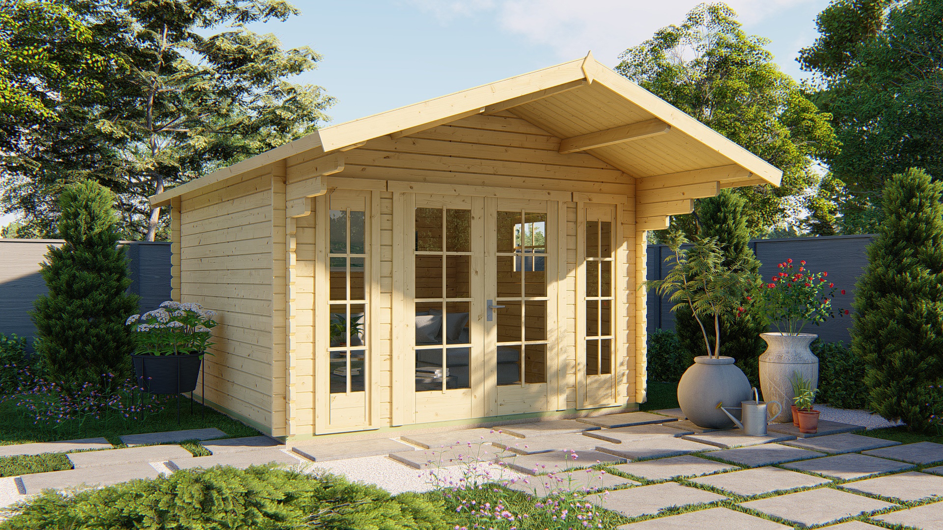 Blokhut - Tuinhuis Sören | 44 mm | vuren groen geïmpregneerd Blokhut - Tuinhuis Sören | 44 mm | vuren groen geïmpregneerd