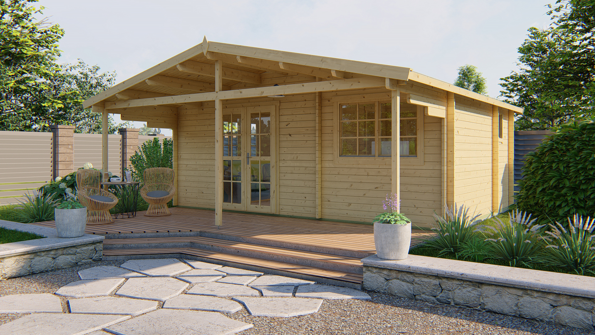 Blokhut - Tuinhuis Palmar | 44 mm | vuren onbehandeld