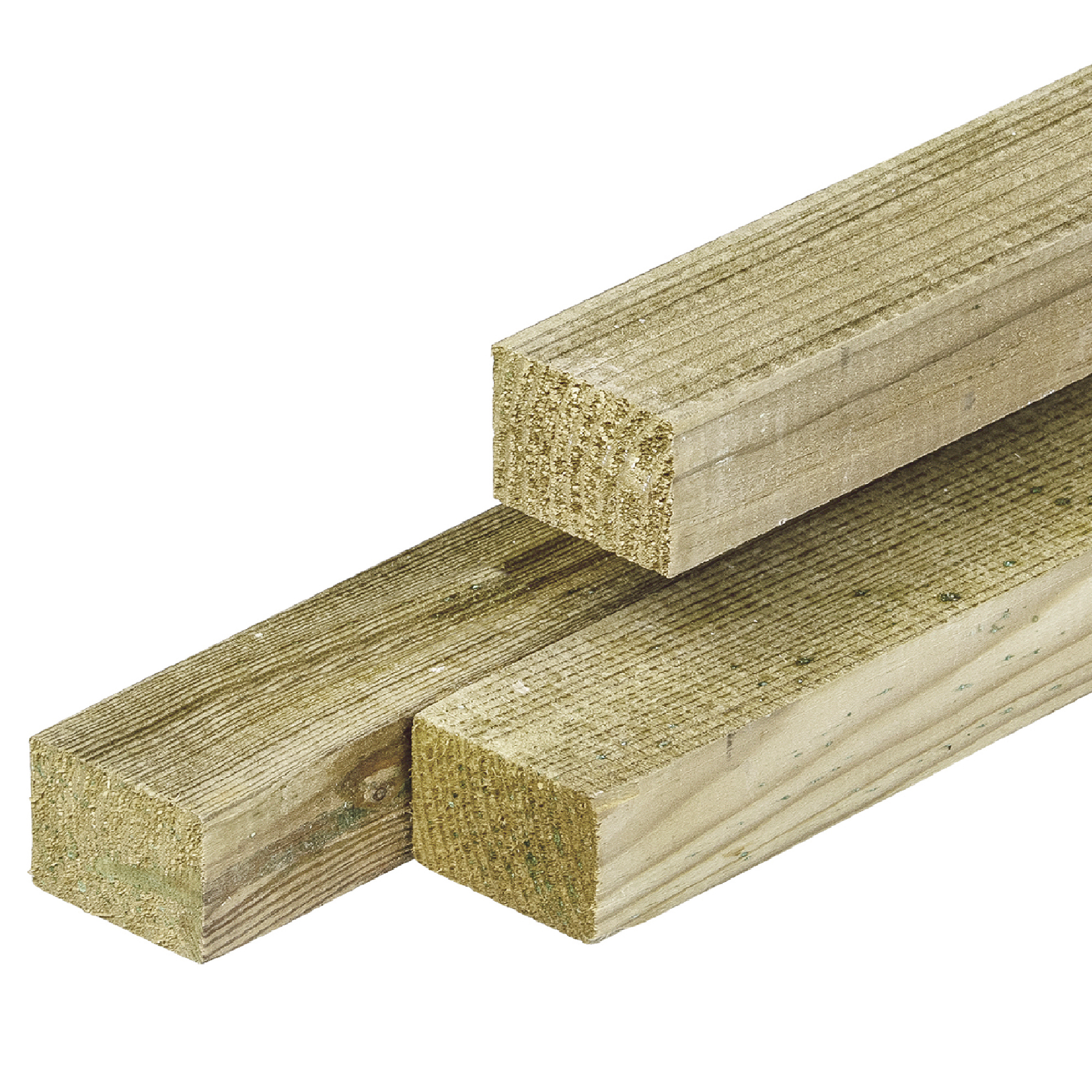 Grenen regel 4,4 x 6,8 x 400 cm, vers, groen geïmpregneerd, geschaafd, 4 ronde hoeken