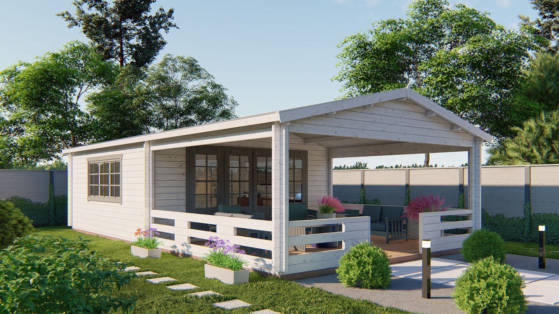 Blokhut - Tuinhuis Sheffield | 58 mm | vuren onbehandeld Blokhut - Tuinhuis Sheffield | 58 mm | vuren onbehandeld