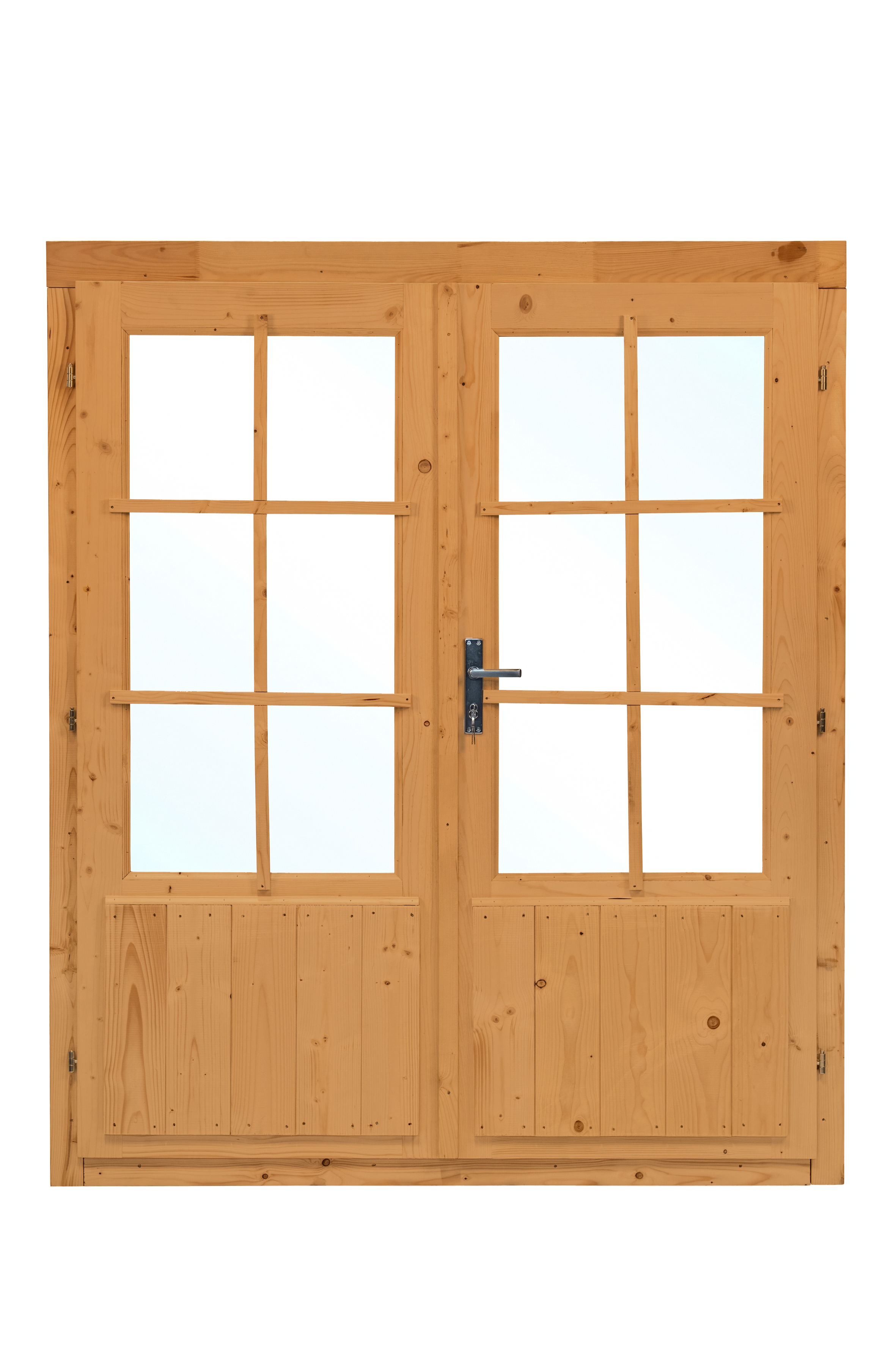 Dubbele deur+kozijn enkel glas D3 | bruin geïmpregneerd
