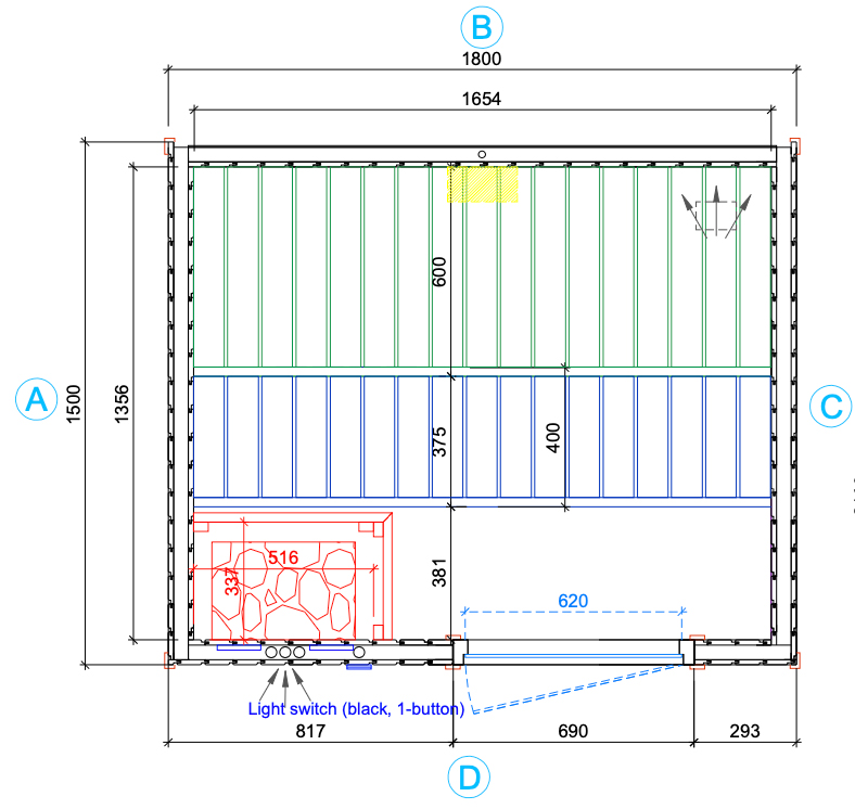 Sauna cabine Lillby M | onbehandeld