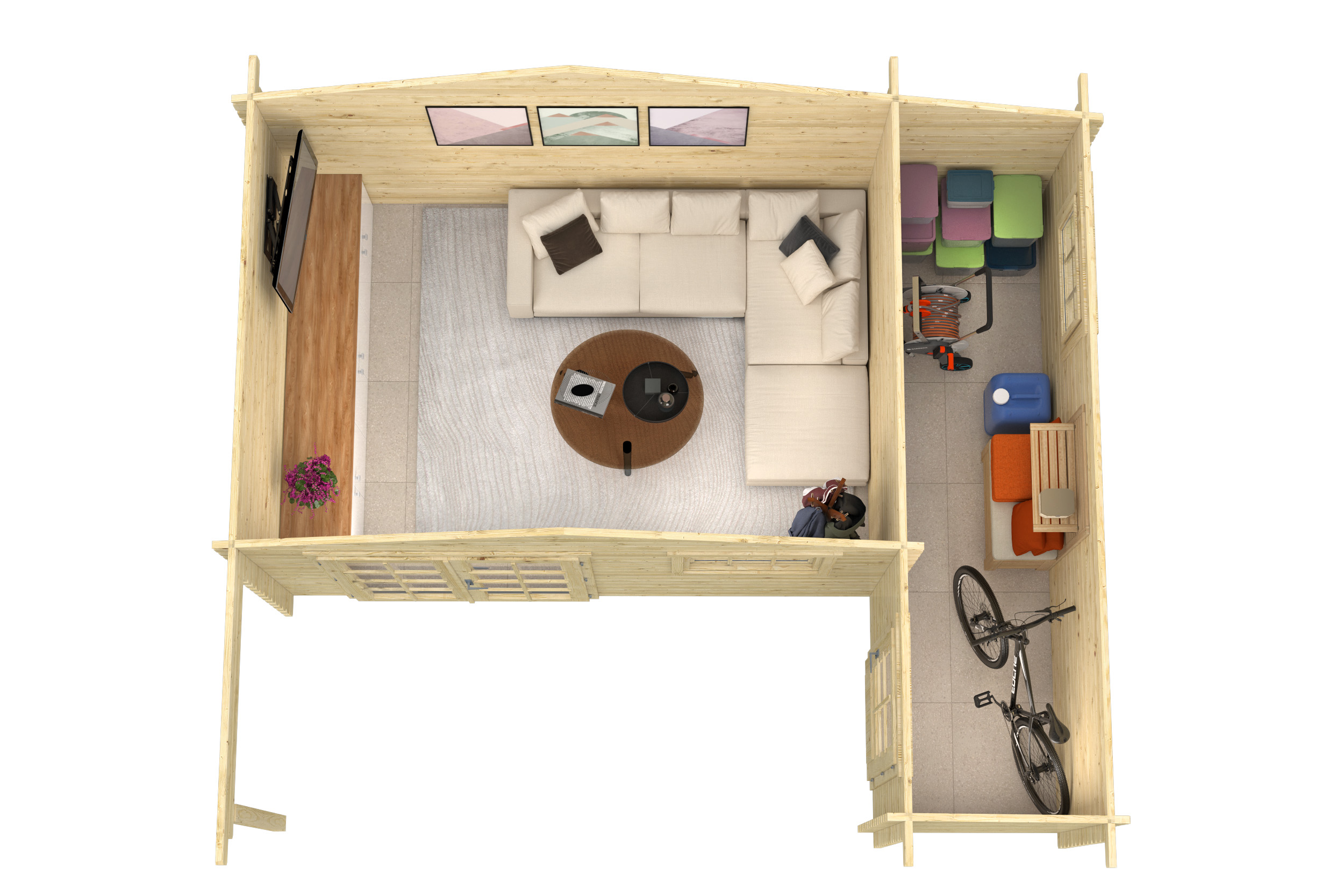 Blokhut - Tuinhuis Wolfgang | 44 mm | vuren grijs geïmpregneerd