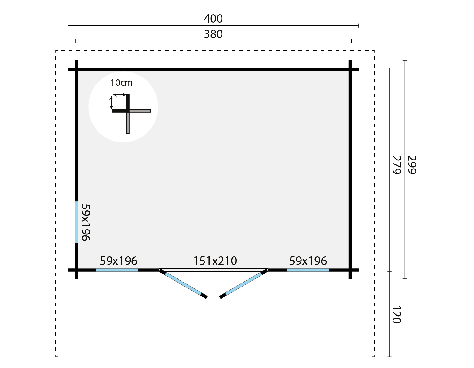 Blokhut - Tuinhuis Whitegate | 70 mm | groen geïmpregneerd