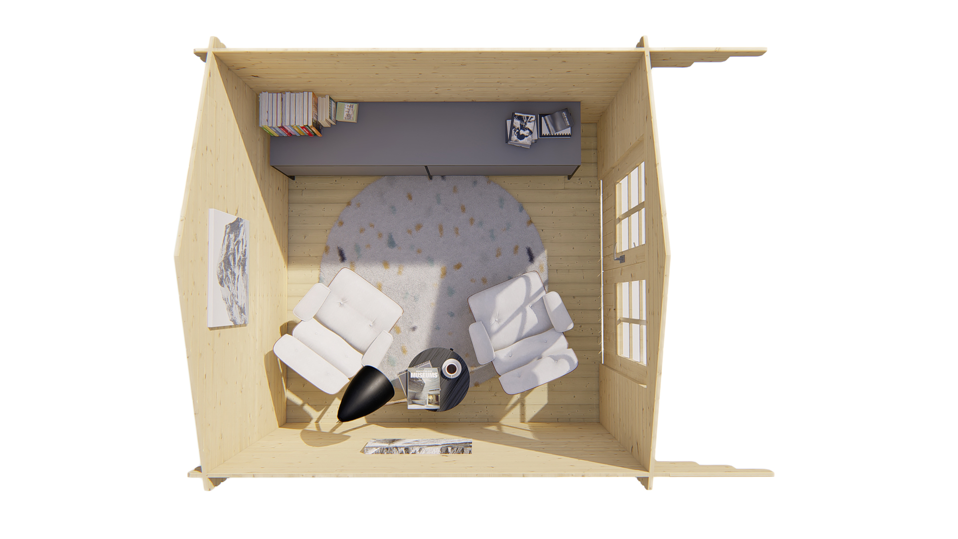 Blokhut - Tuinhuis Perlund | 28 mm | vuren onbehandeld Blokhut - Tuinhuis Perlund | 28 mm | vuren onbehandeld