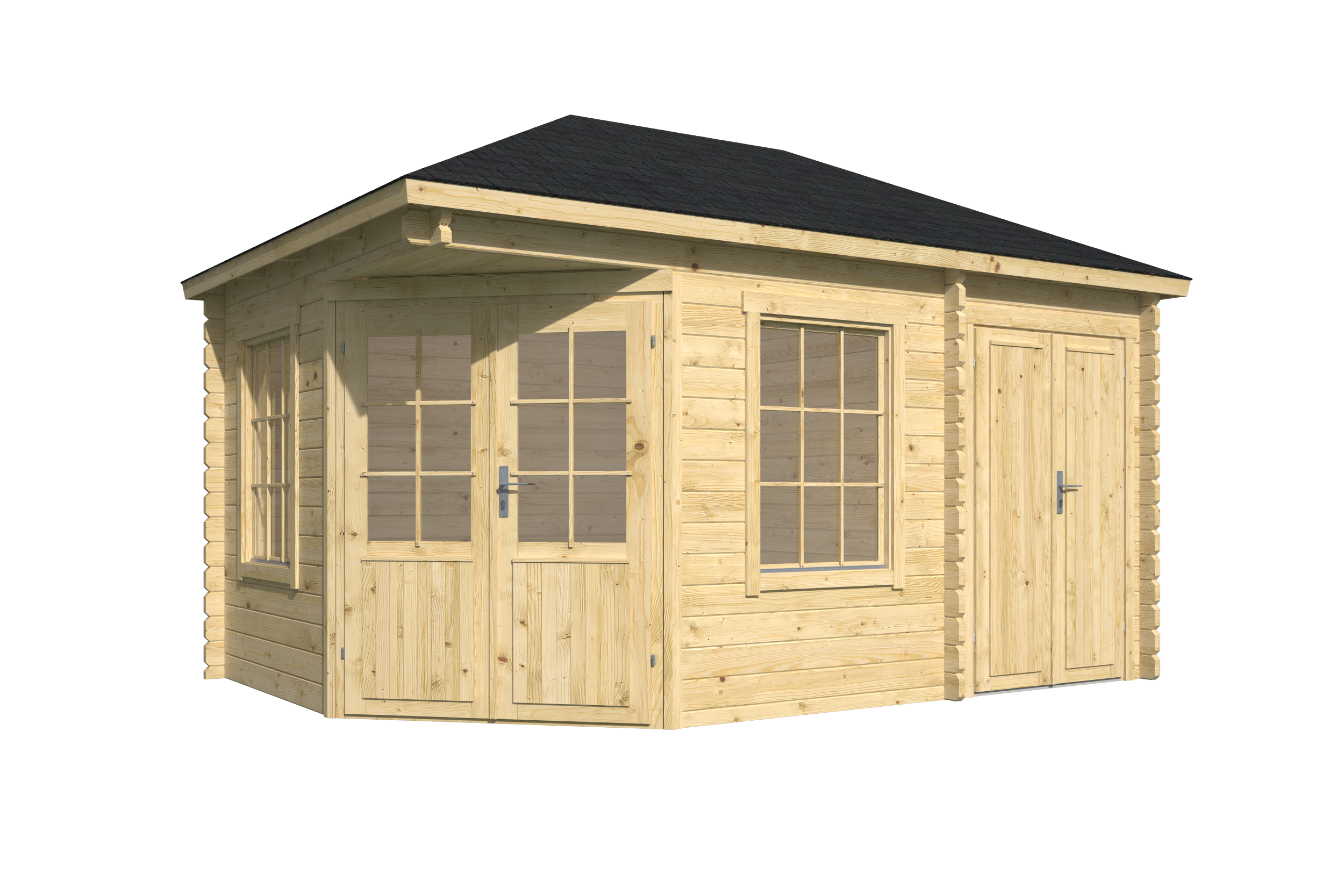 Blokhut - Tuinhuis Agnes | 44 mm | vuren honinggeel geïmpregneerd