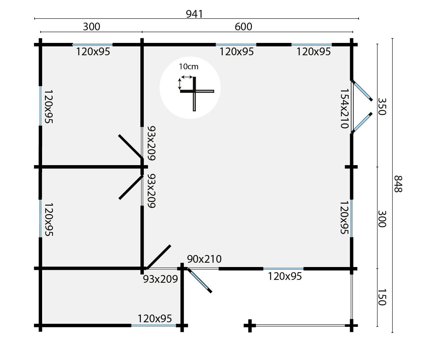 Blokhut - Tuinhuis Azores | 70 mm | vuren bruin geïmpregneerd Blokhut - Tuinhuis Azores | 70 mm | vuren bruin geïmpregneerd