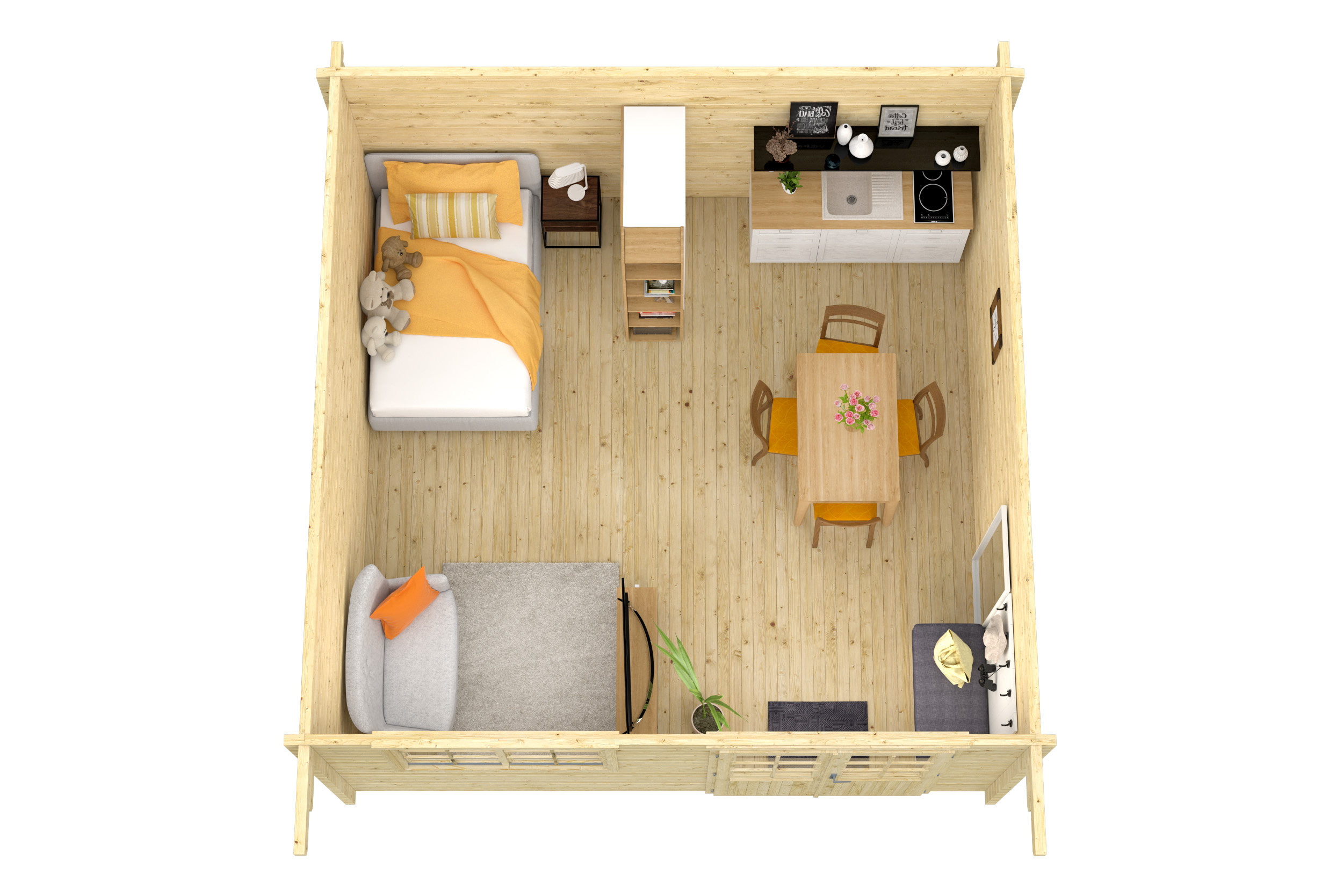 Blokhut - Tuinhuis Dingle | 70 mm | vuren honinggeel geïmpregneerd Blokhut - Tuinhuis Dingle | 70 mm | vuren honinggeel geïmpregneerd