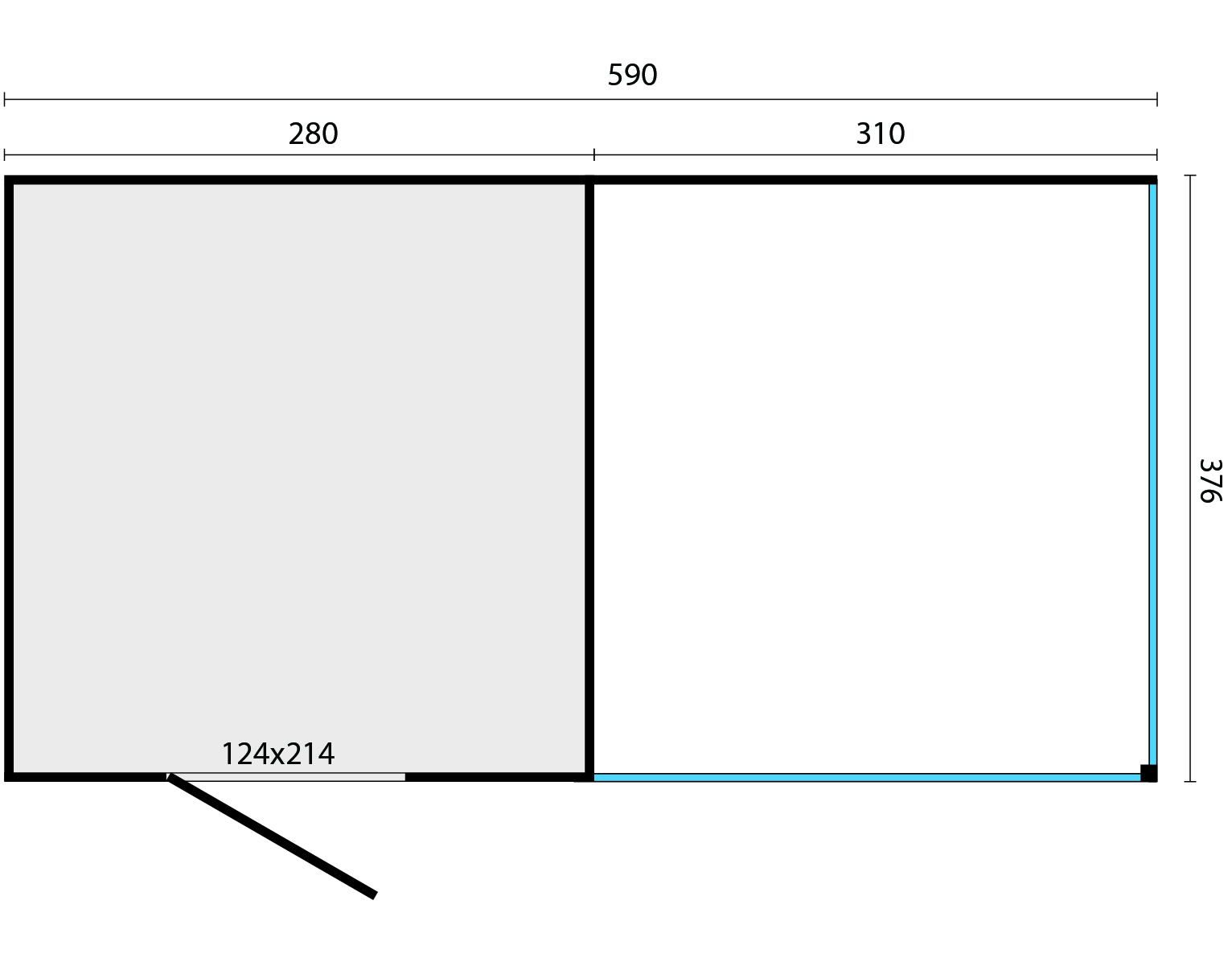 KubeLine + luifel 380 x 590 cm, onbehandeld — 2
