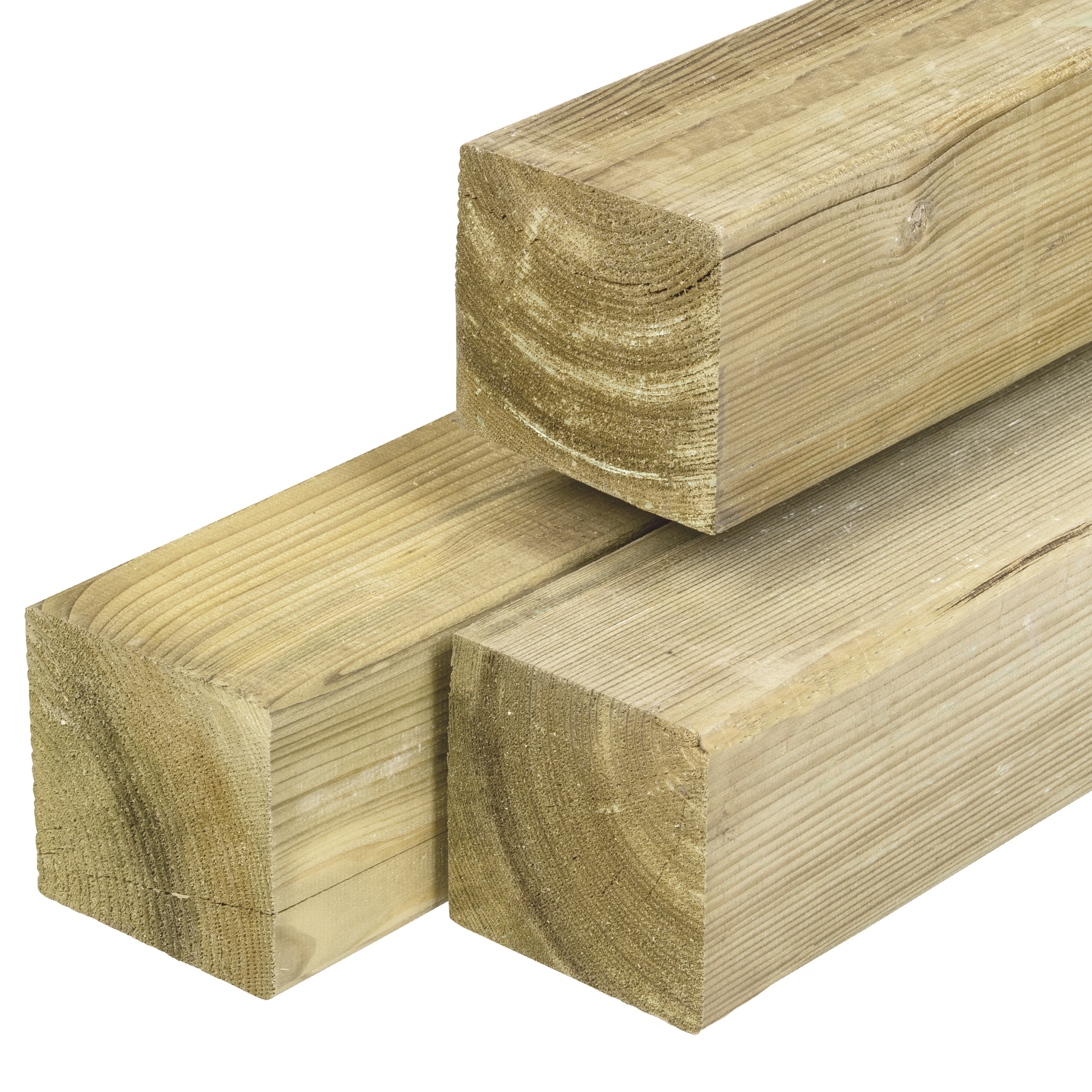 Grenen paal 12,0 x 12,0 x 300 cm, vers, groen geïmpregneerd, geschaafd, 4 ronde hoeken