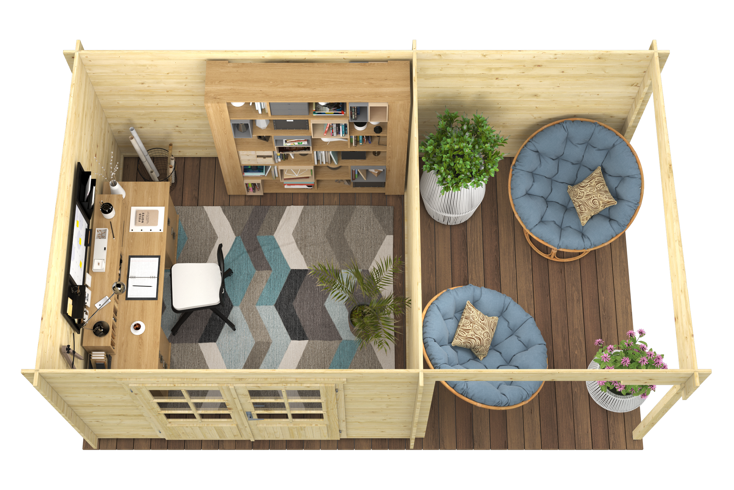 Blokhut - Tuinhuis Dora | 28 mm | bruin geïmpregneerd Blokhut - Tuinhuis Dora | 28 mm | bruin geïmpregneerd