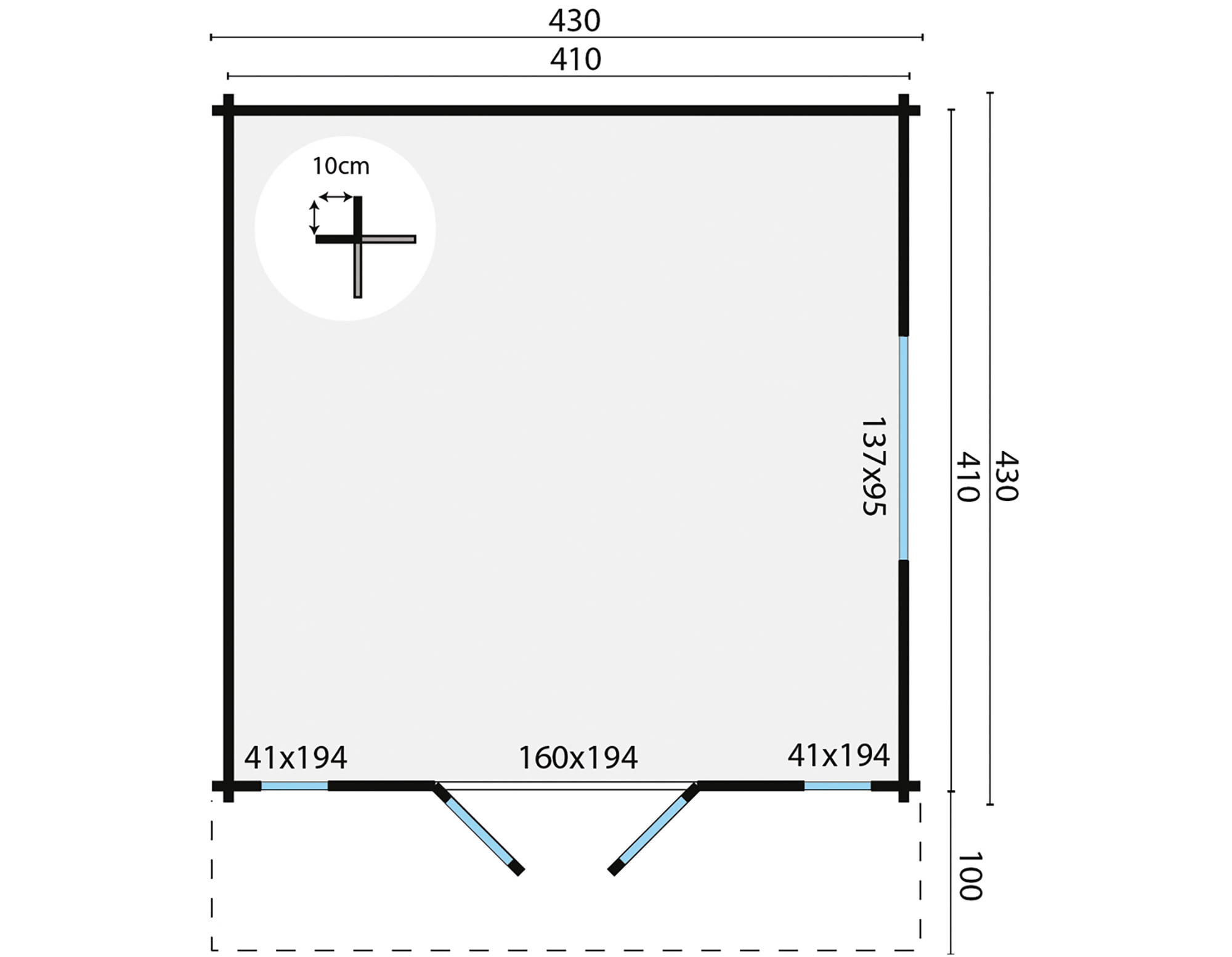 Blokhut - Tuinhuis Laula | 44 mm | vuren honinggeel geïmpregneerd