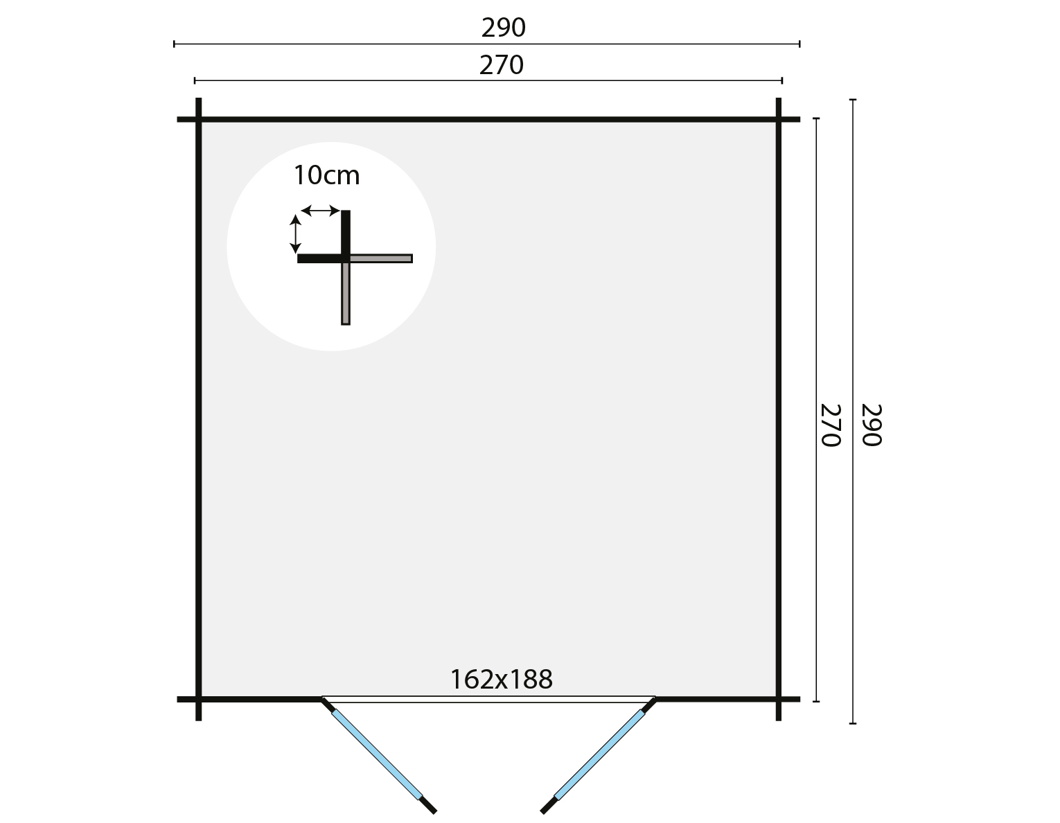 Blokhut - Tuinhuis Jörgen | 28 mm | vuren grijs geïmpregneerd Blokhut - Tuinhuis Jörgen | 28 mm | vuren grijs geïmpregneerd