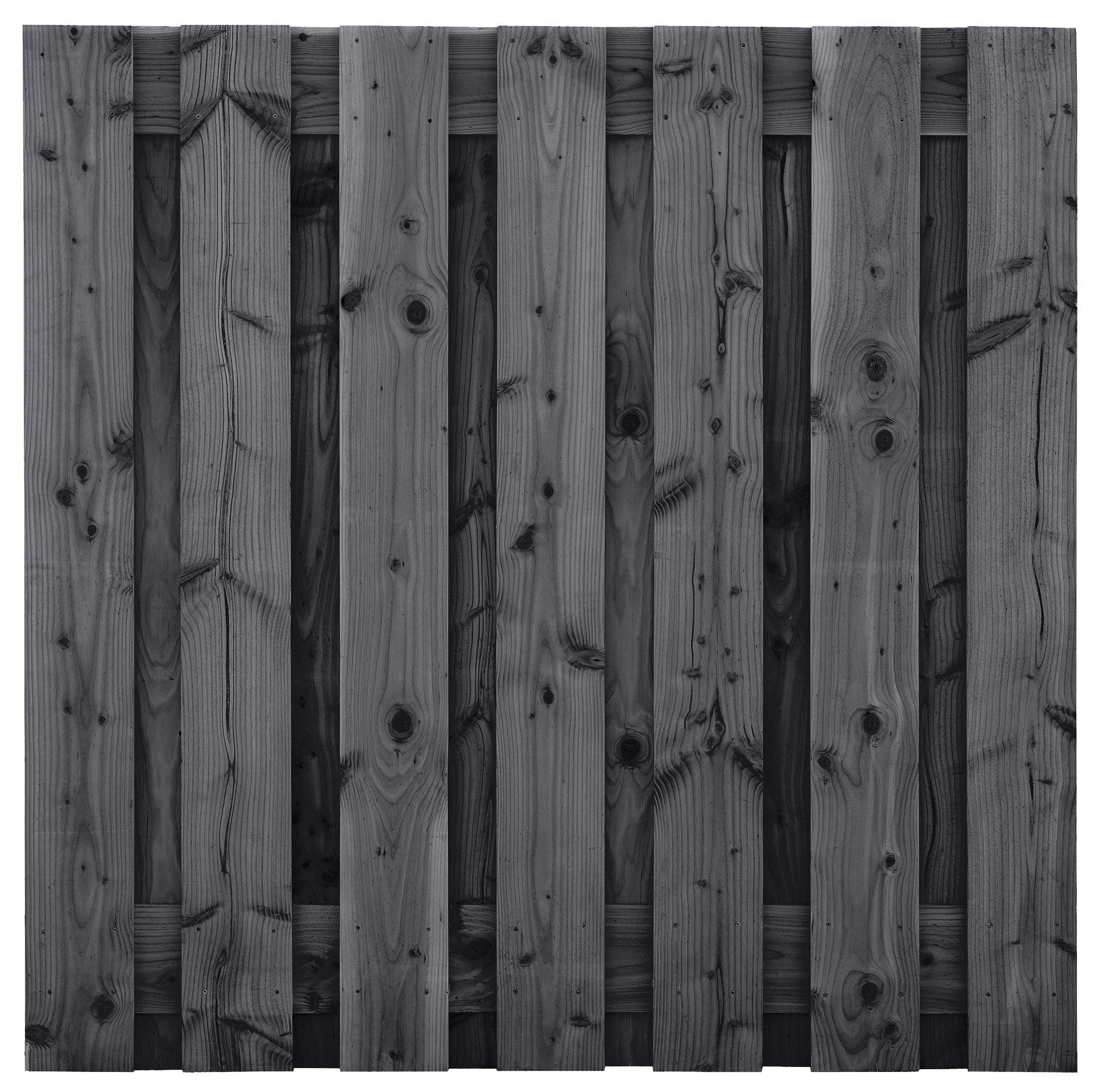 Sichtschutzzaun Wolfsburg, schwarz imprägniert Douglasie, edelstahlverschraubt, 15 Bretter (13+2) 180 x 180 cm