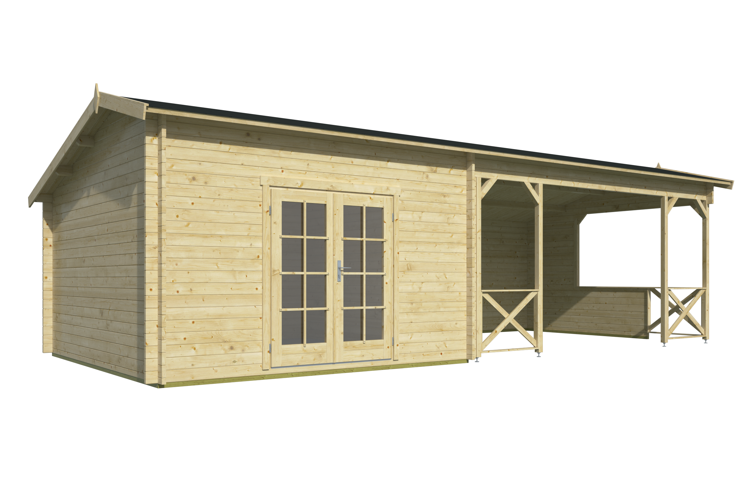Blokhut - Tuinhuis Mokka | 40 mm | vuren grijs geïmpregneerd