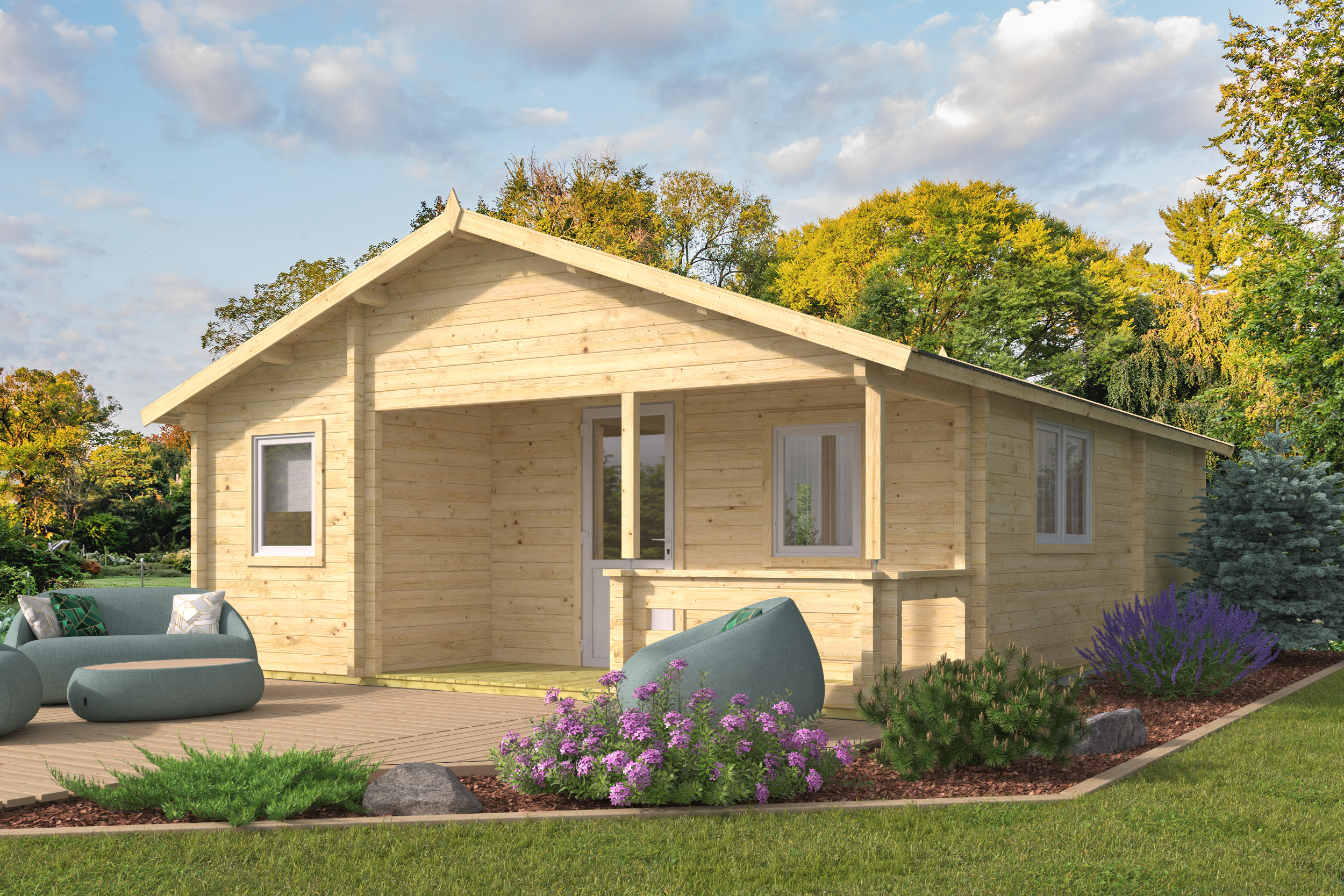 Blokhut - Tuinhuis Kay | 70 mm | vuren Red Class Wood geïmpregneerd Blokhut - Tuinhuis Kay | 70 mm | vuren Red Class Wood geïmpregneerd