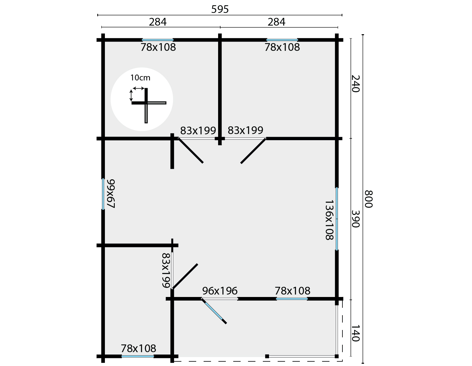 Blokhut - Tuinhuis Kay | 70 mm | vuren Red Class Wood geïmpregneerd Blokhut - Tuinhuis Kay | 70 mm | vuren Red Class Wood geïmpregneerd