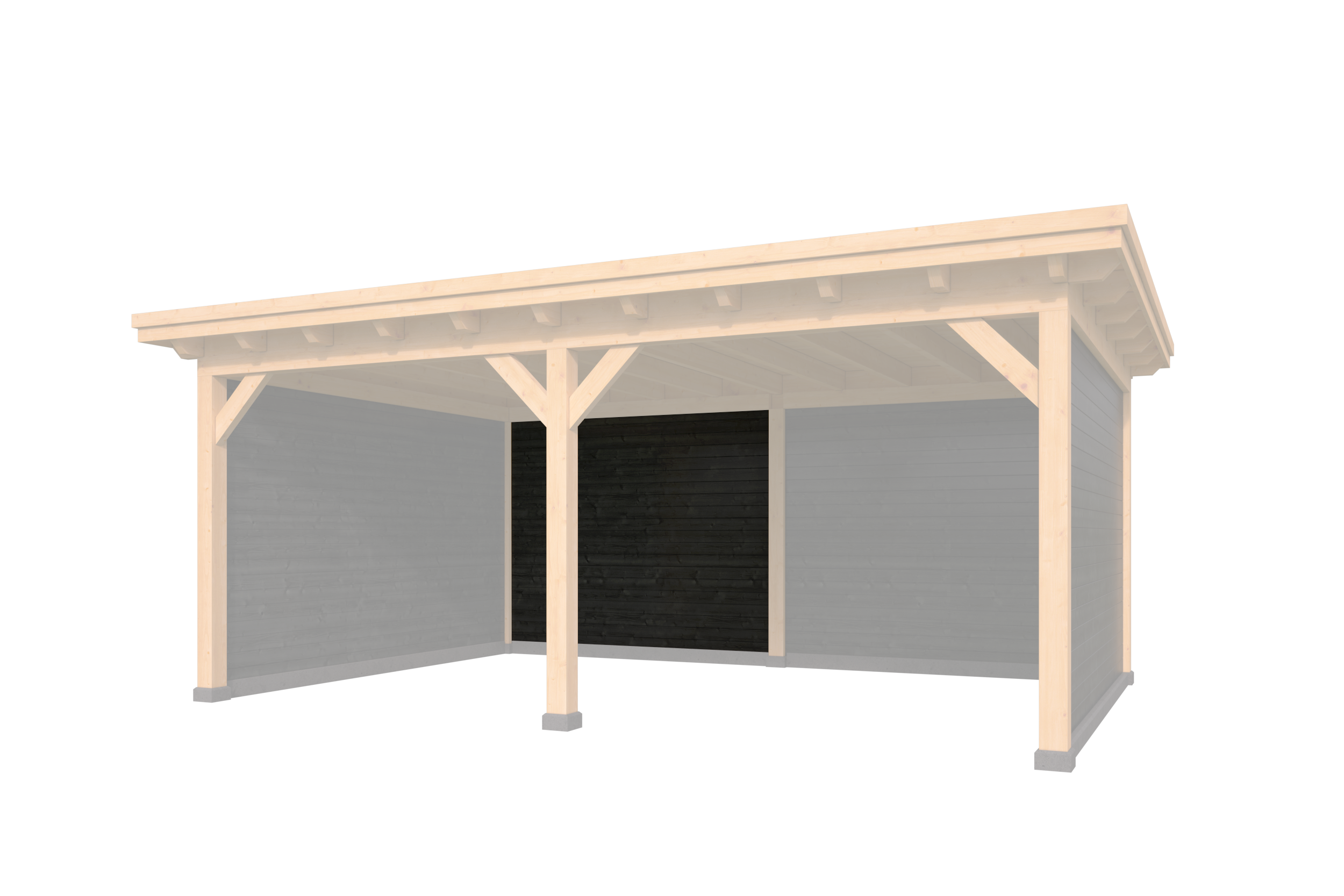 Wandmodule Type B Zweeds rabat zwart gespoten vuren 250 x 224 cm