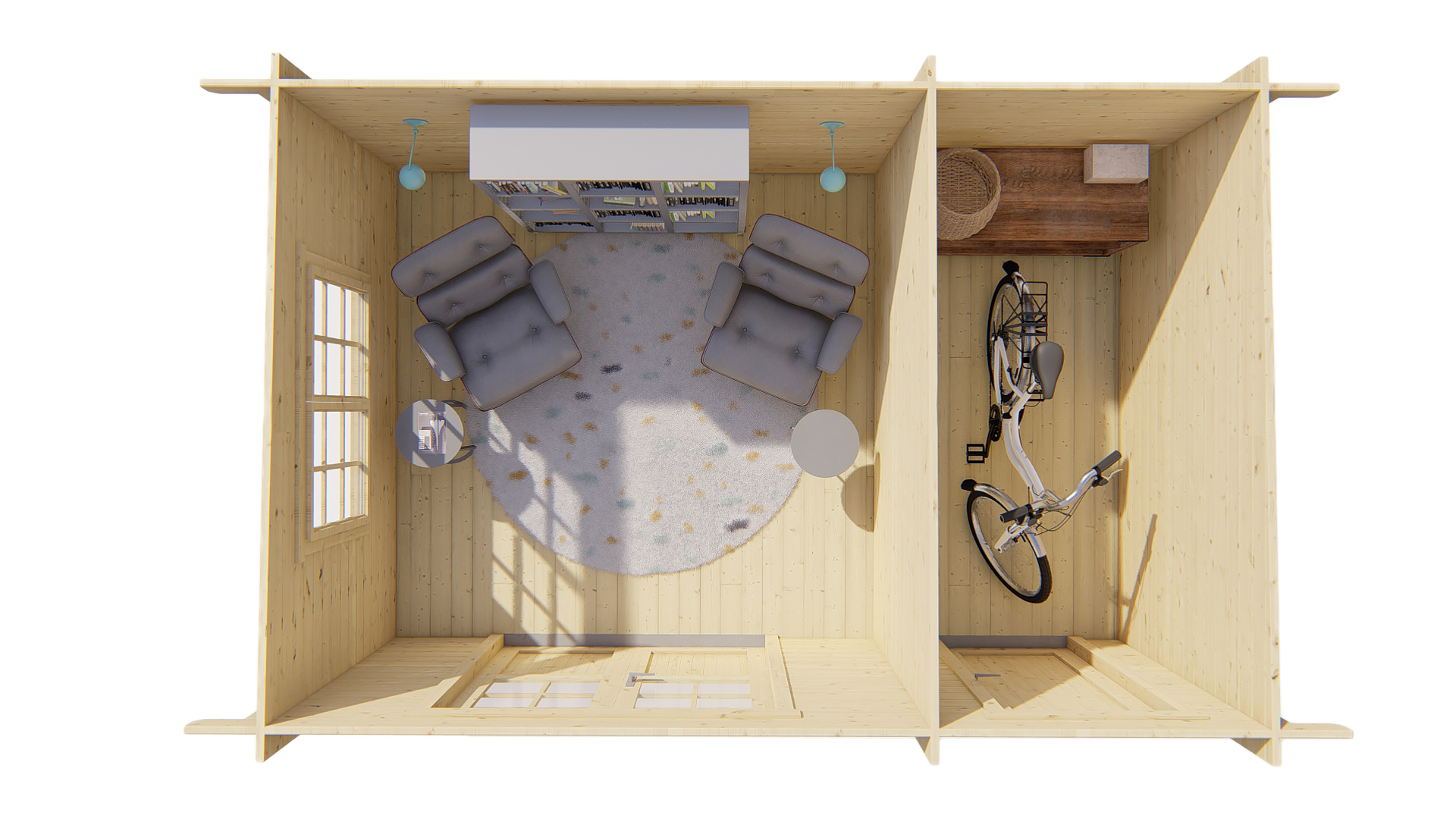 Blokhut - Tuinhuis Santander | 34 mm | vuren onbehandeld Blokhut - Tuinhuis Santander | 34 mm | vuren onbehandeld